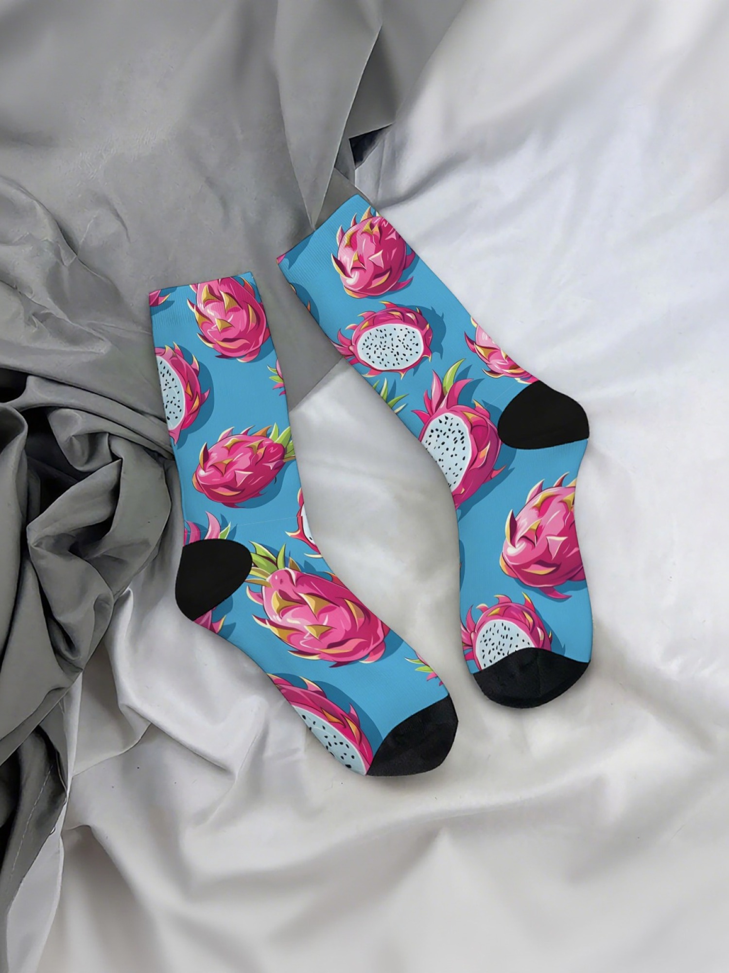 "Tutti Frutti" Fresh Fruit Crew Socks | Watermelon, Dragon Fruit & Berry Set (3 Pairs)