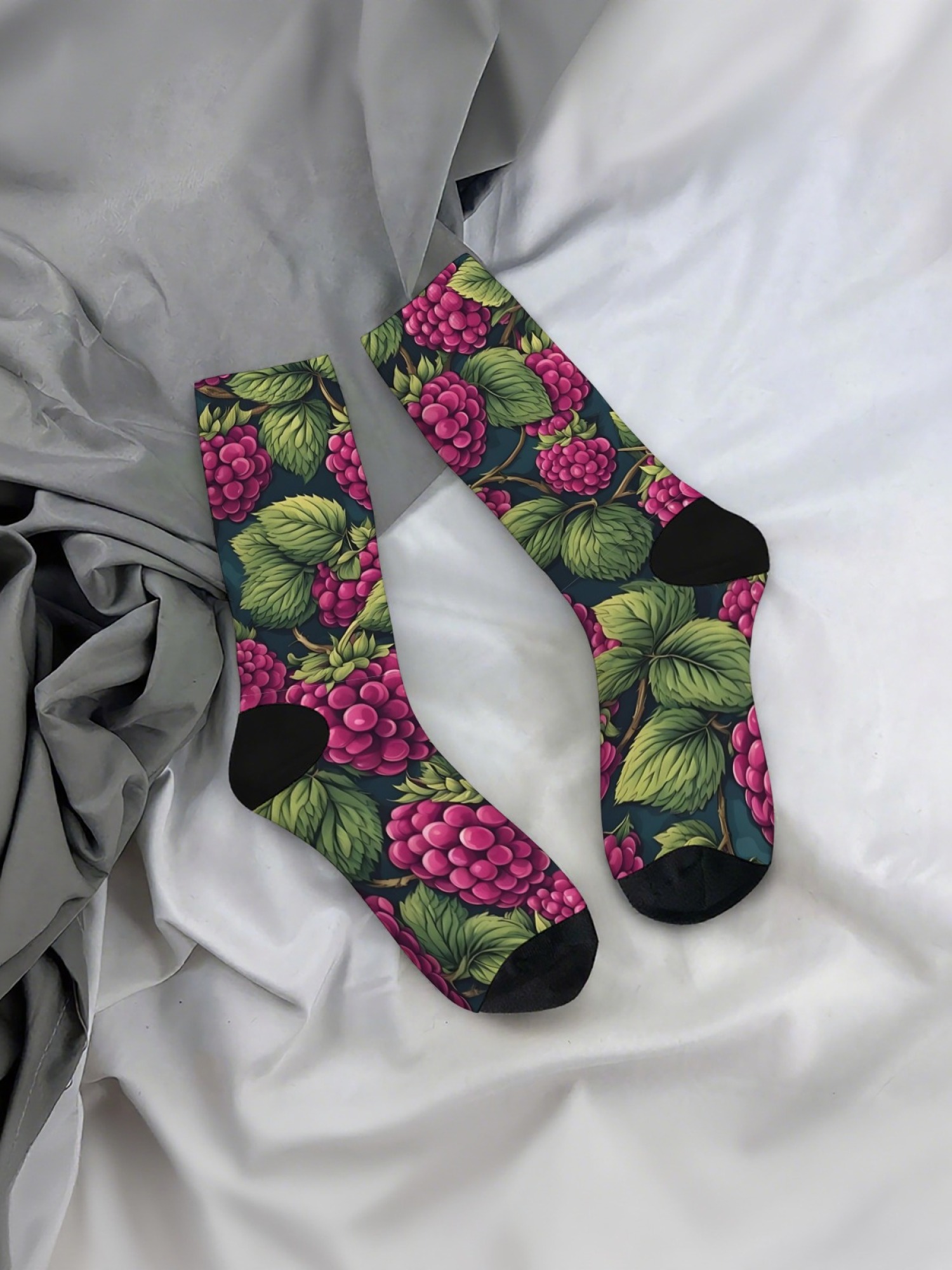 "Tutti Frutti" Fresh Fruit Crew Socks | Watermelon, Dragon Fruit & Berry Set (3 Pairs)