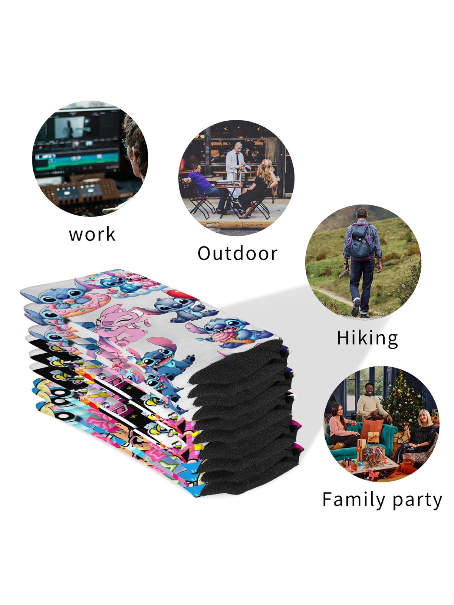 "Y2K Nostalgia" Cartoon Character Crew Socks | Stitch & Powerpuff Girls Graphic Set (3 Pairs)