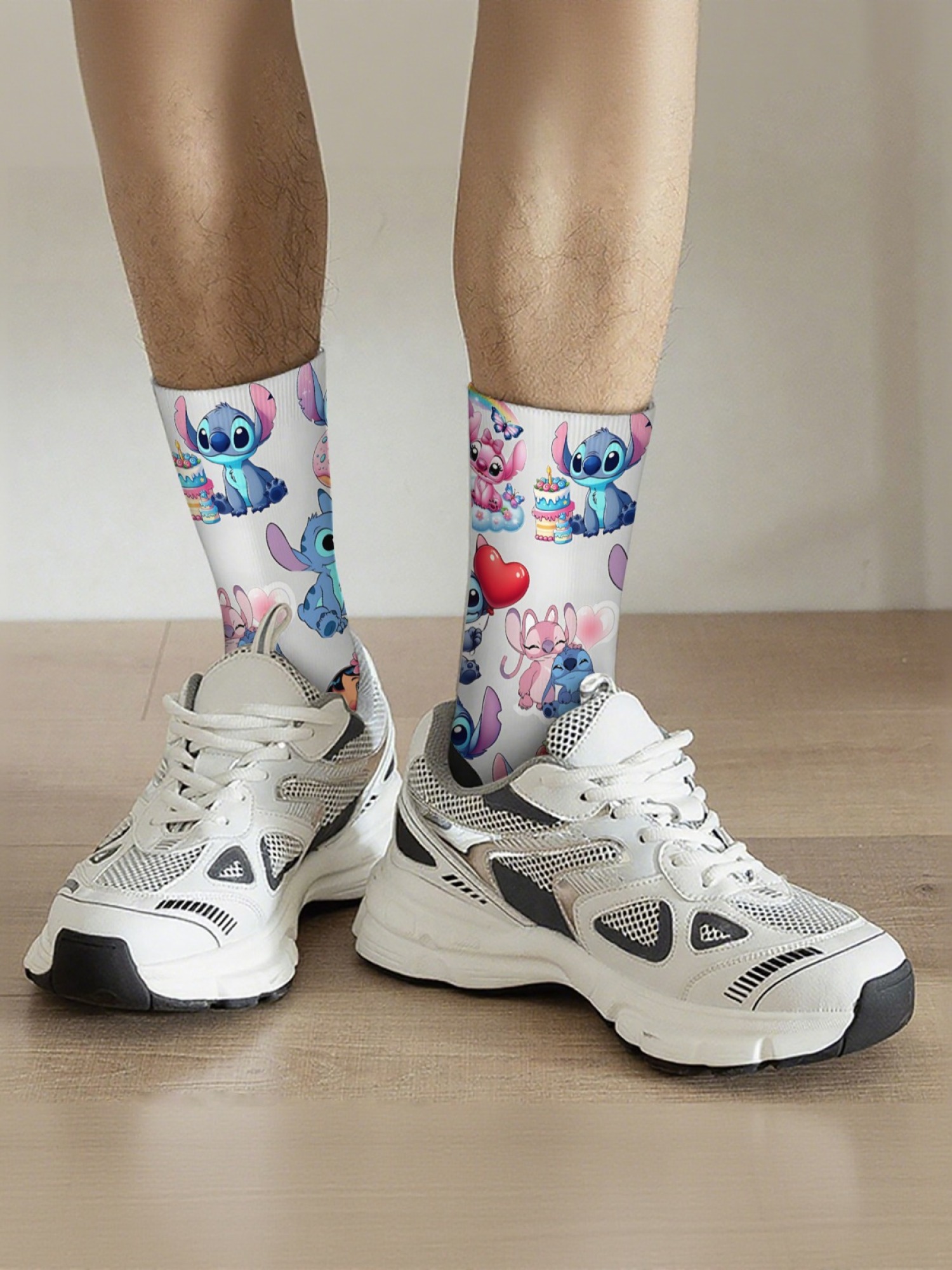 "Y2K Nostalgia" Cartoon Character Crew Socks | Stitch & Powerpuff Girls Graphic Set (3 Pairs)