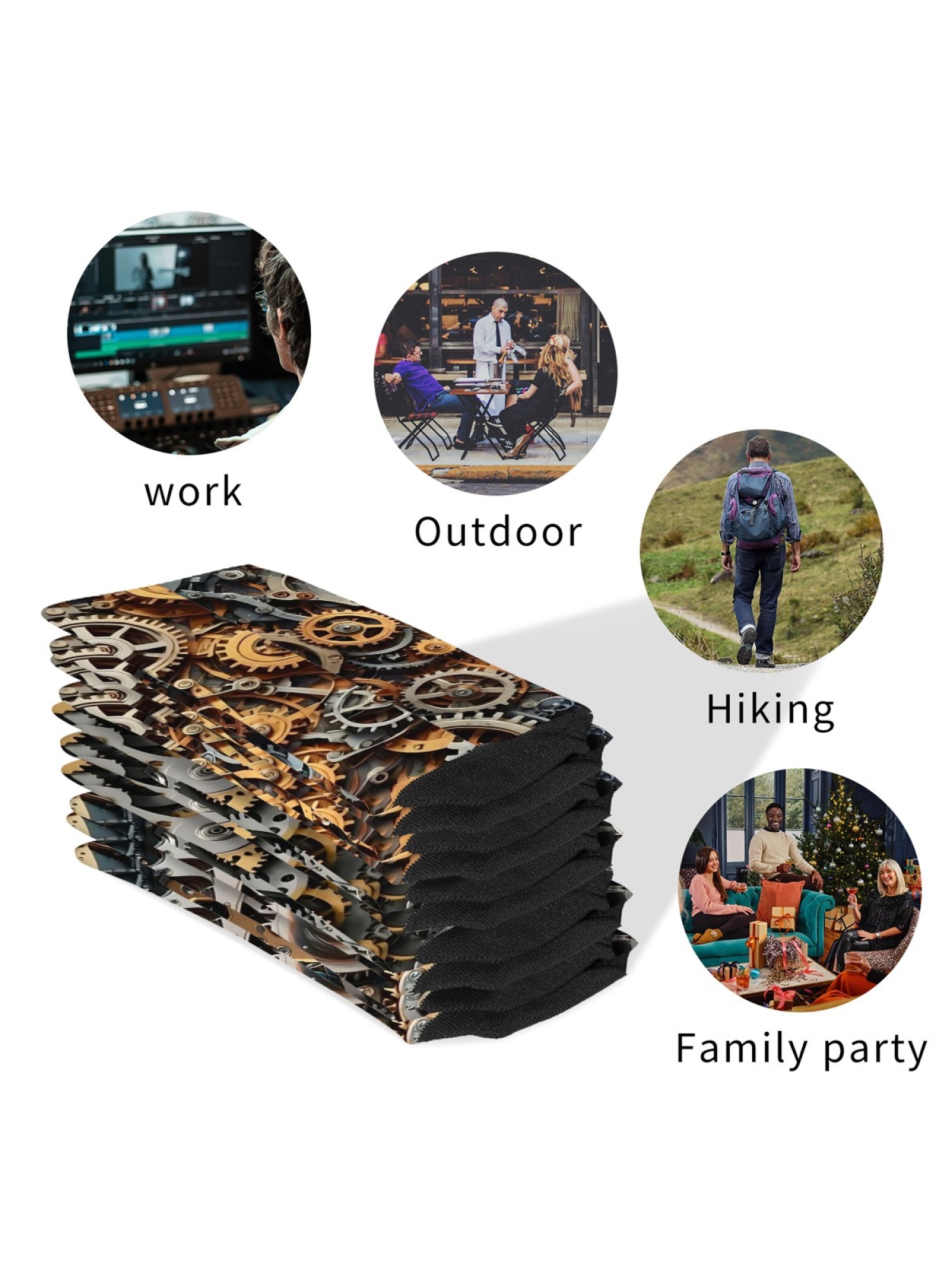  "Mechanical Masterpiece" Steampunk Gear Crew Socks | Industrial Clockwork Print Set (3 Pairs)