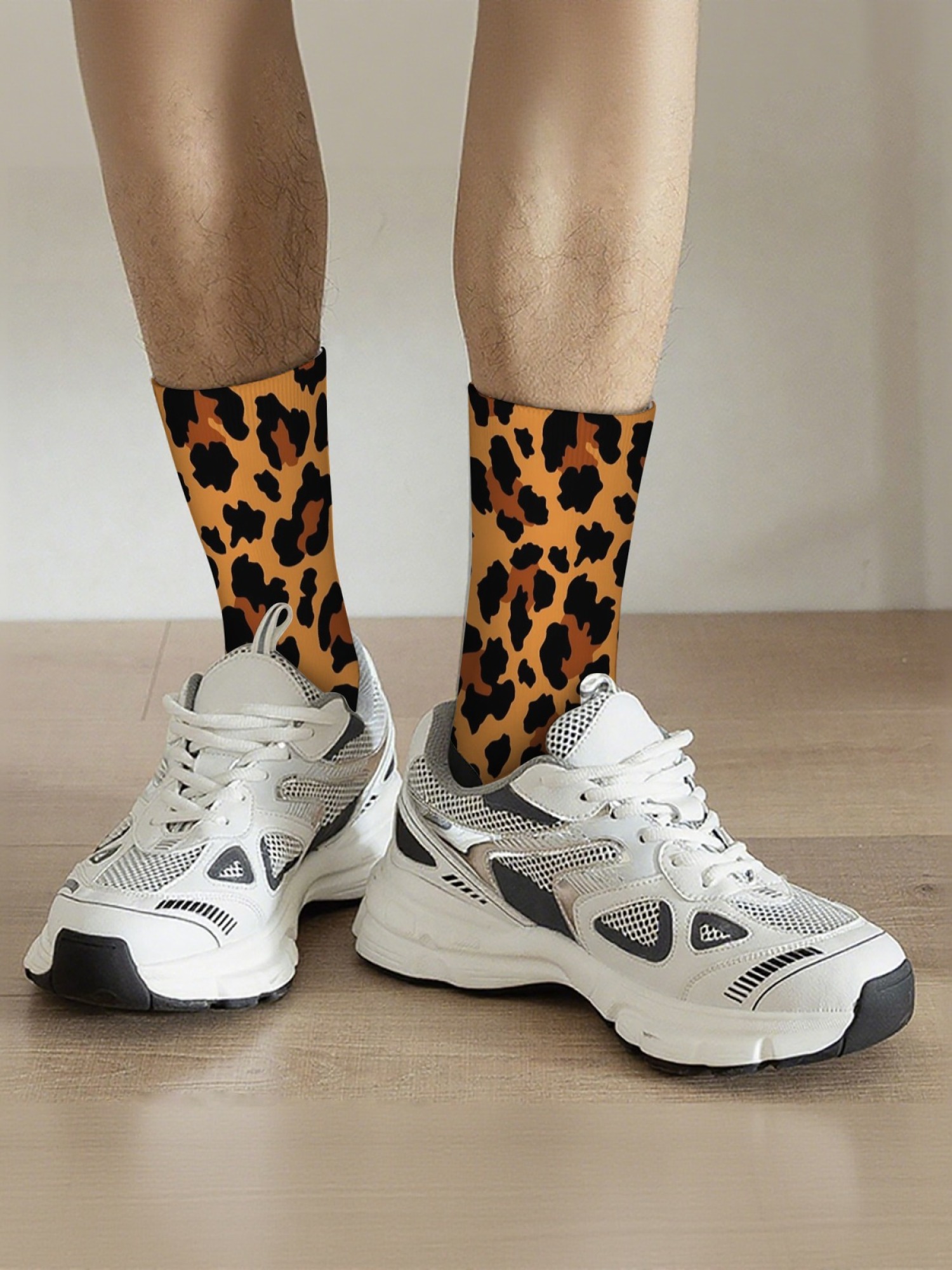 "Wild Side" Leopard Print Crew Socks | Trendy Animal Pattern Sock Set (3 Pairs)