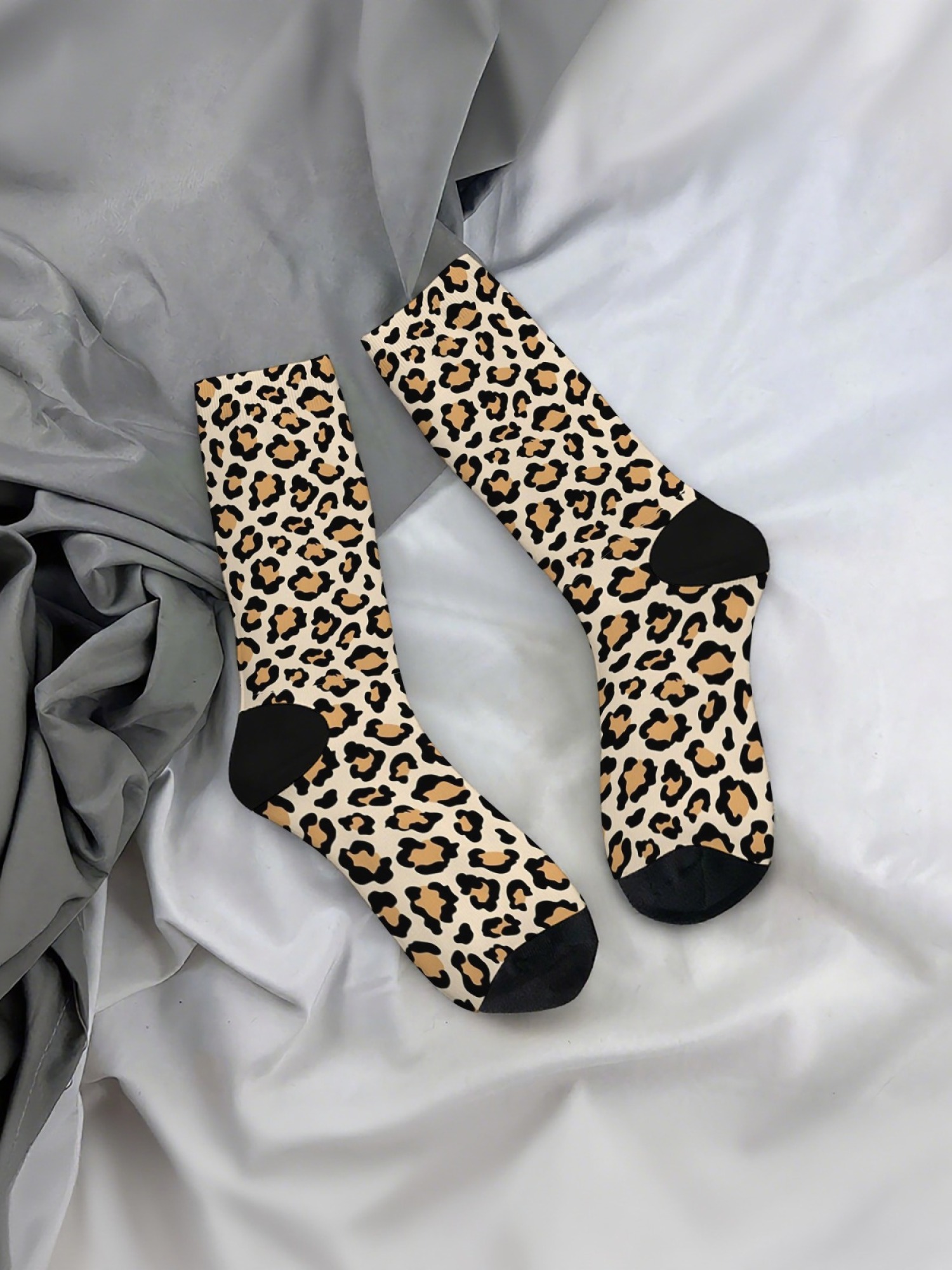 "Wild Side" Leopard Print Crew Socks | Trendy Animal Pattern Sock Set (3 Pairs)
