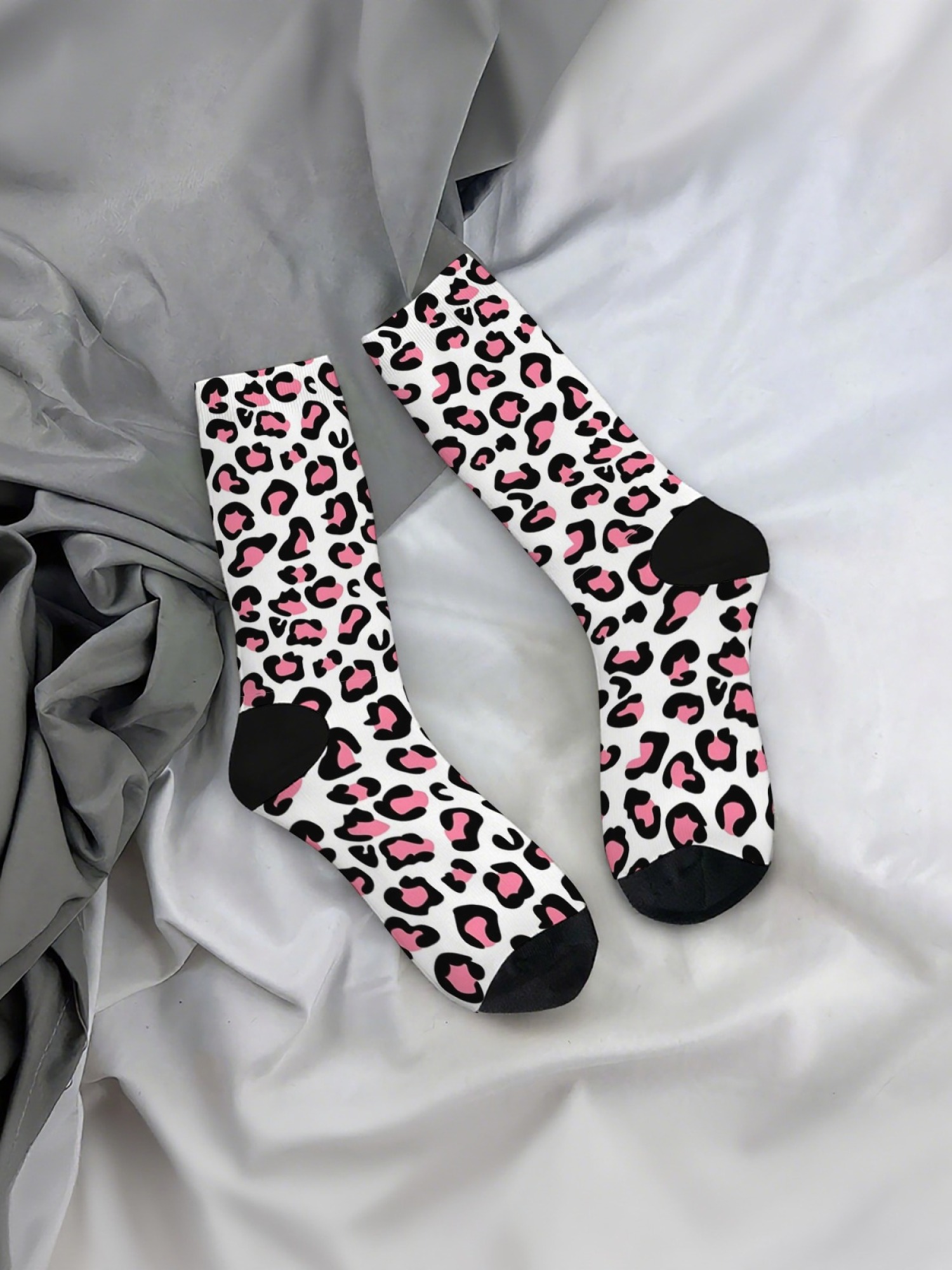 "Wild Side" Leopard Print Crew Socks | Trendy Animal Pattern Sock Set (3 Pairs)