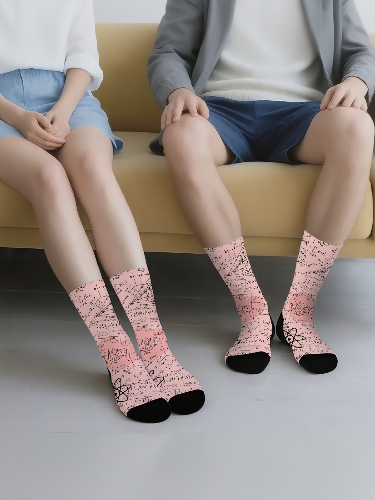 "Math Genius" Formula Crew Socks | Physics & Geometry Graphic Sock Set (3 Pairs)