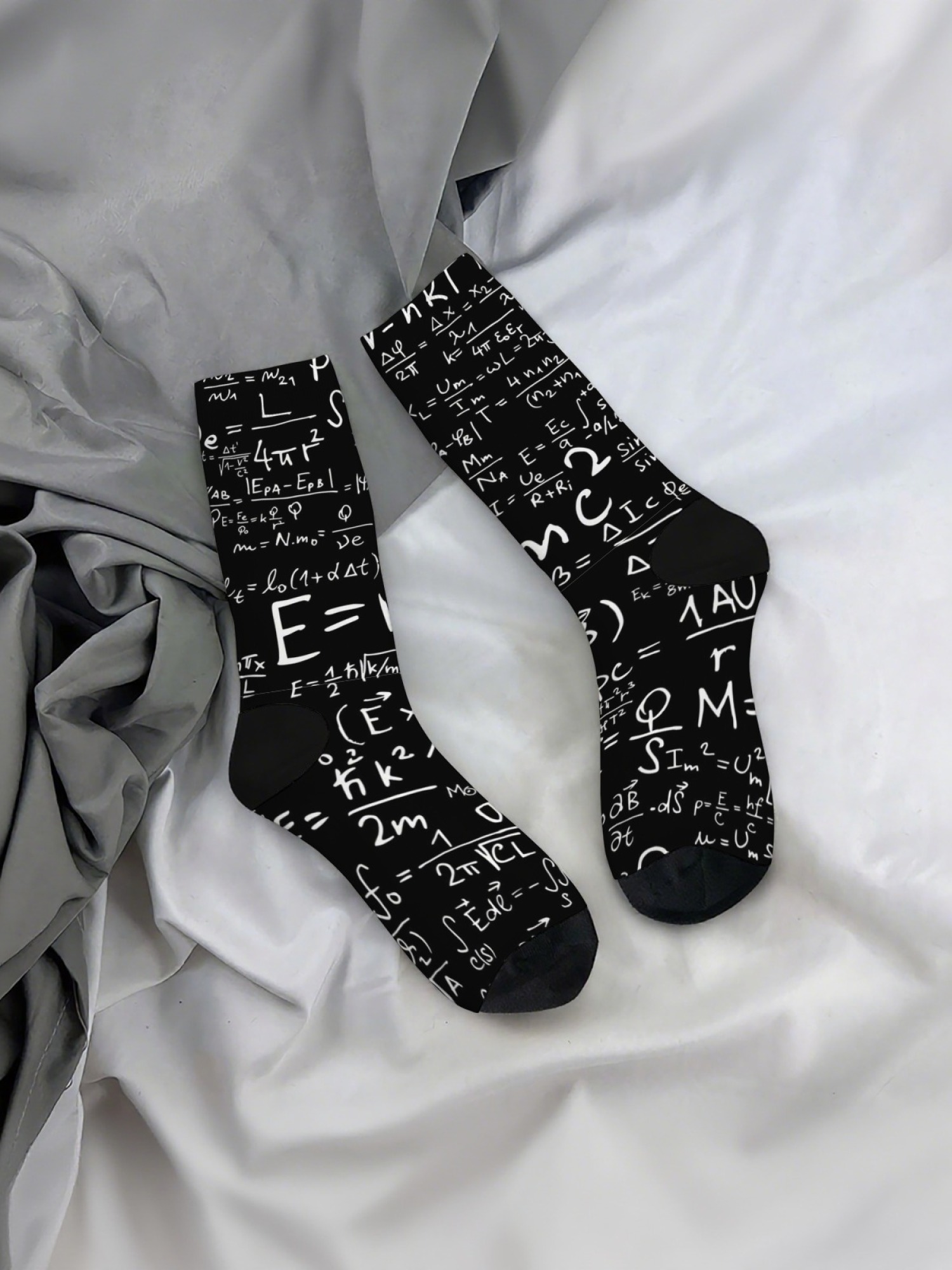 "Math Genius" Formula Crew Socks | Physics & Geometry Graphic Sock Set (3 Pairs)