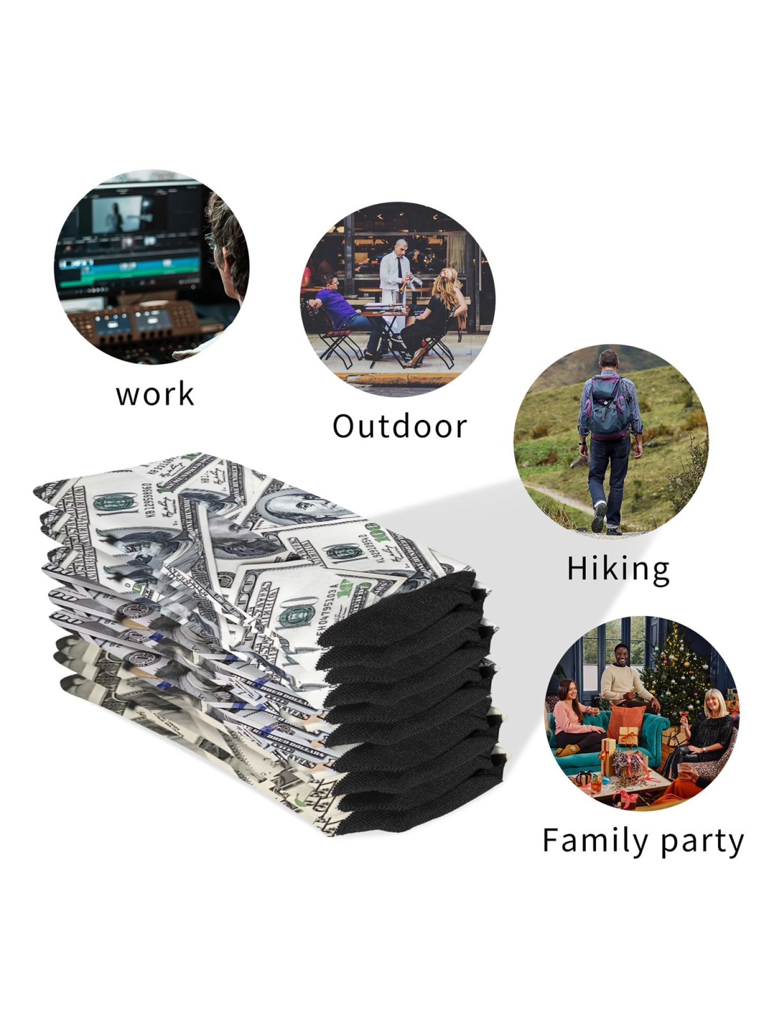 "Million Dollar" Money Print Crew Socks | $100 Bill Graphic Sock Set (3 Pairs)