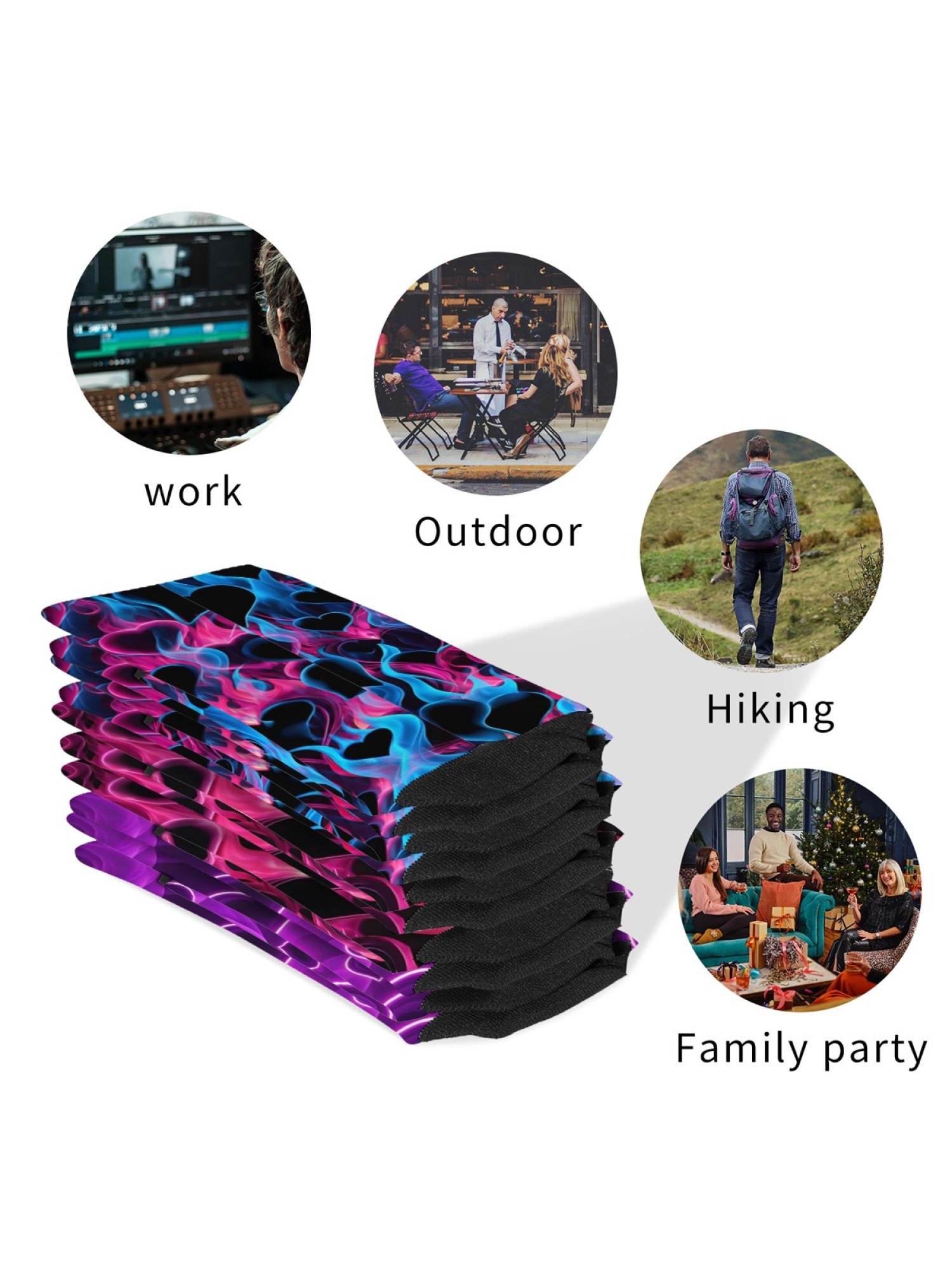 "Burning Love" Flaming Heart Crew Socks | Neon Fire Graphic Sock Set (3 Pairs)