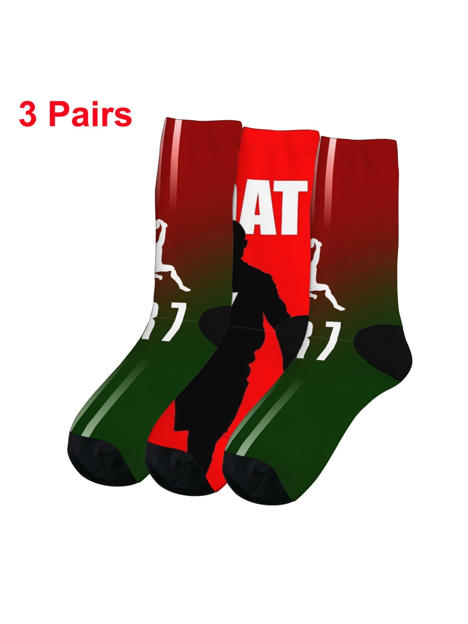 "The G.O.A.T." Soccer Fan Crew Socks | CR7 & Number 7 Graphic Sock Set (3 Pairs)