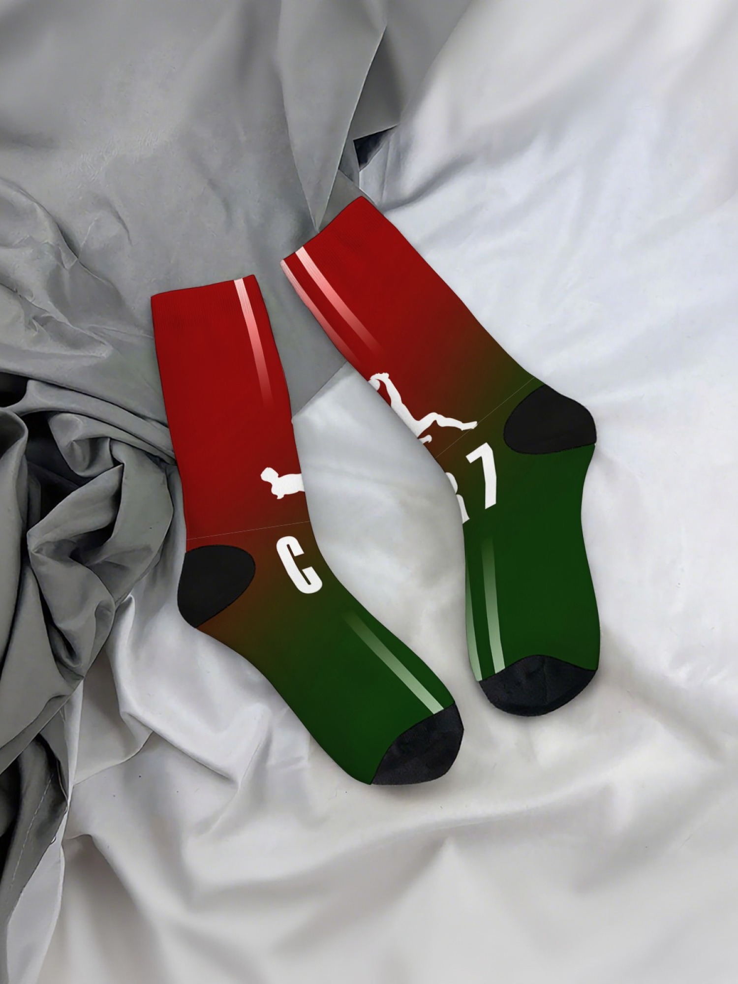 "The G.O.A.T." Soccer Fan Crew Socks | CR7 & Number 7 Graphic Sock Set (3 Pairs)