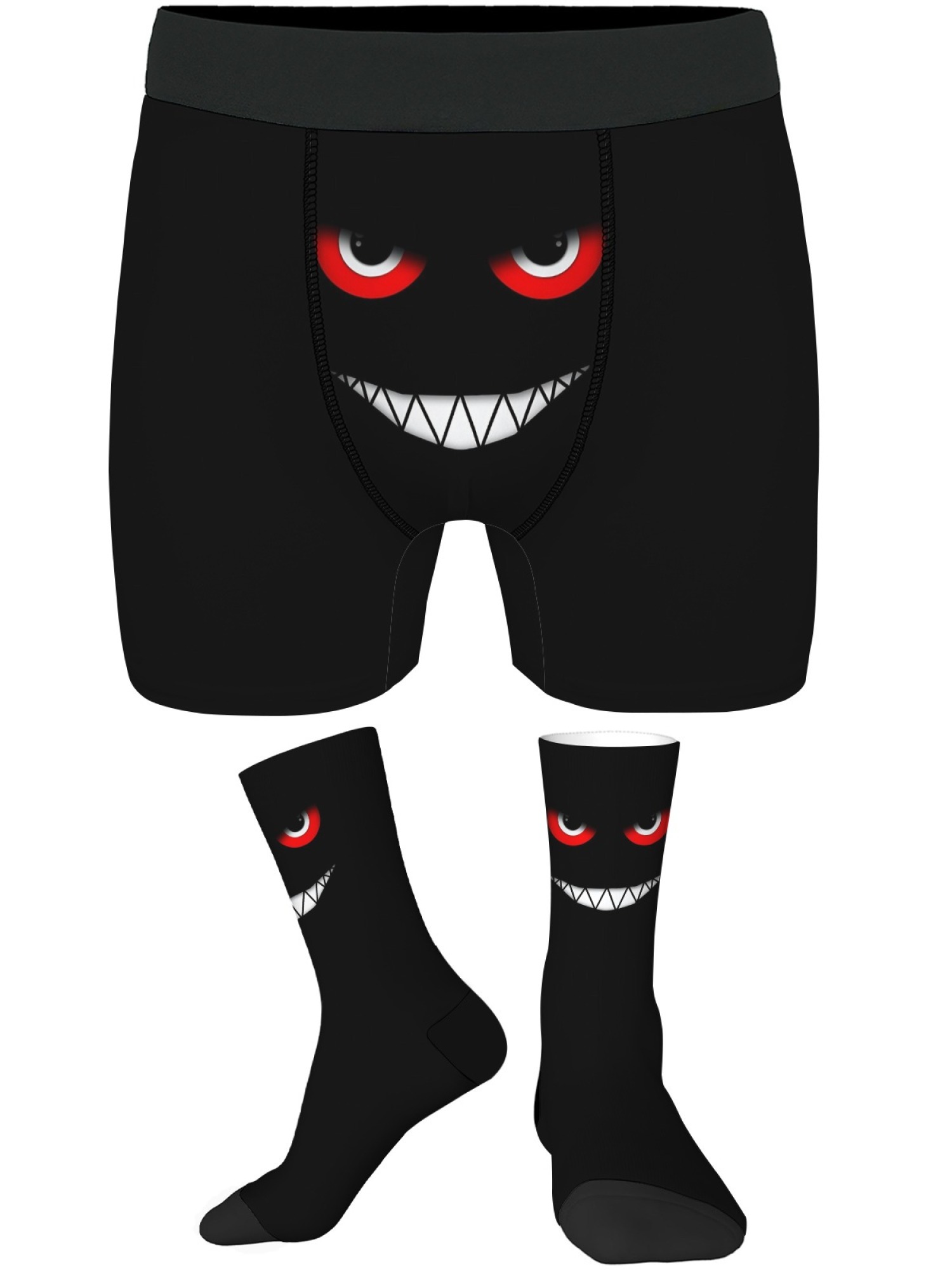 "The Little Monster" Men's Underwear & Socks Set | Funny Evil Smile Trunks Bundle