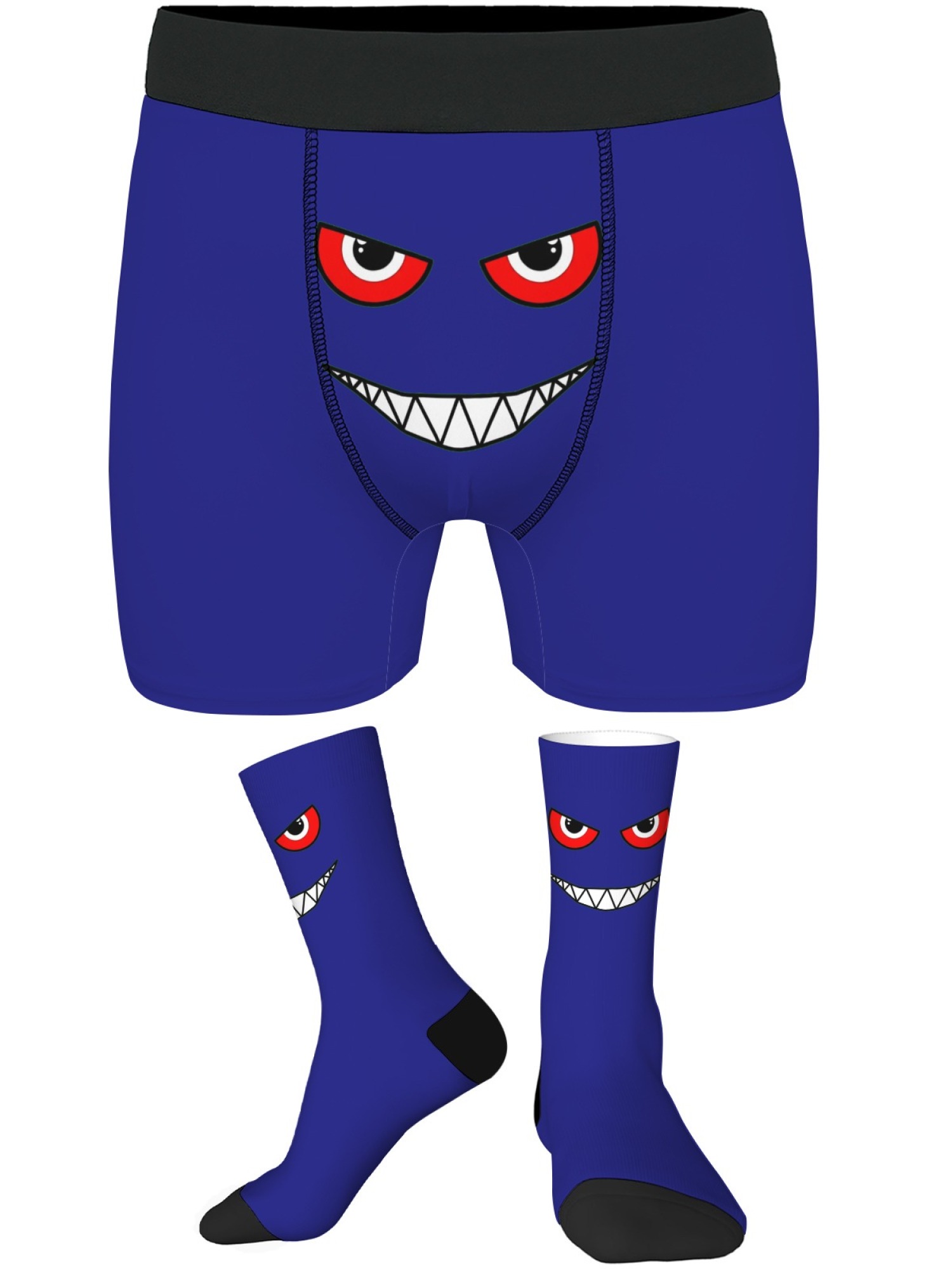 "The Little Monster" Men's Underwear & Socks Set | Funny Evil Smile Trunks Bundle
