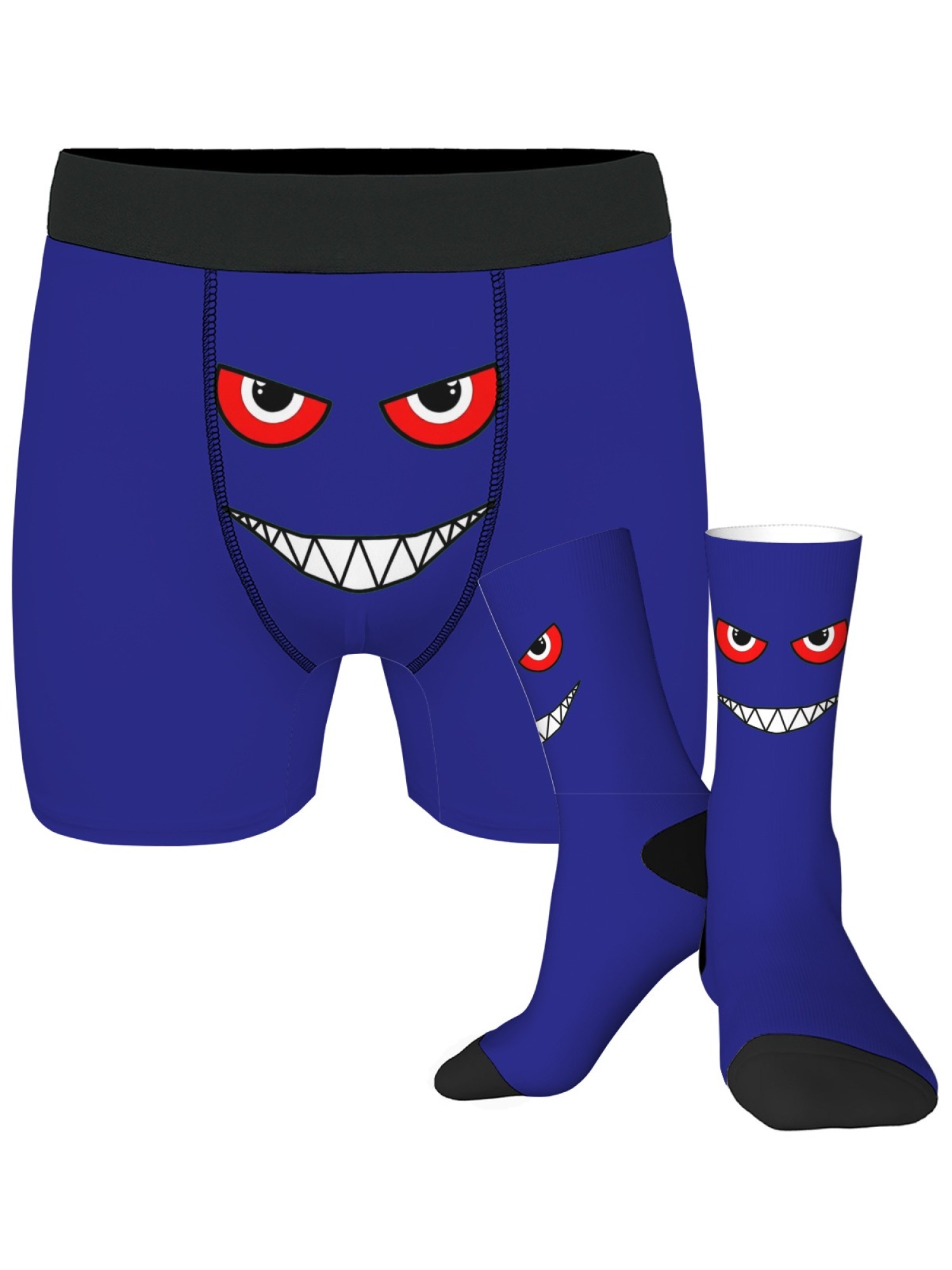 "The Little Monster" Men's Underwear & Socks Set | Funny Evil Smile Trunks Bundle