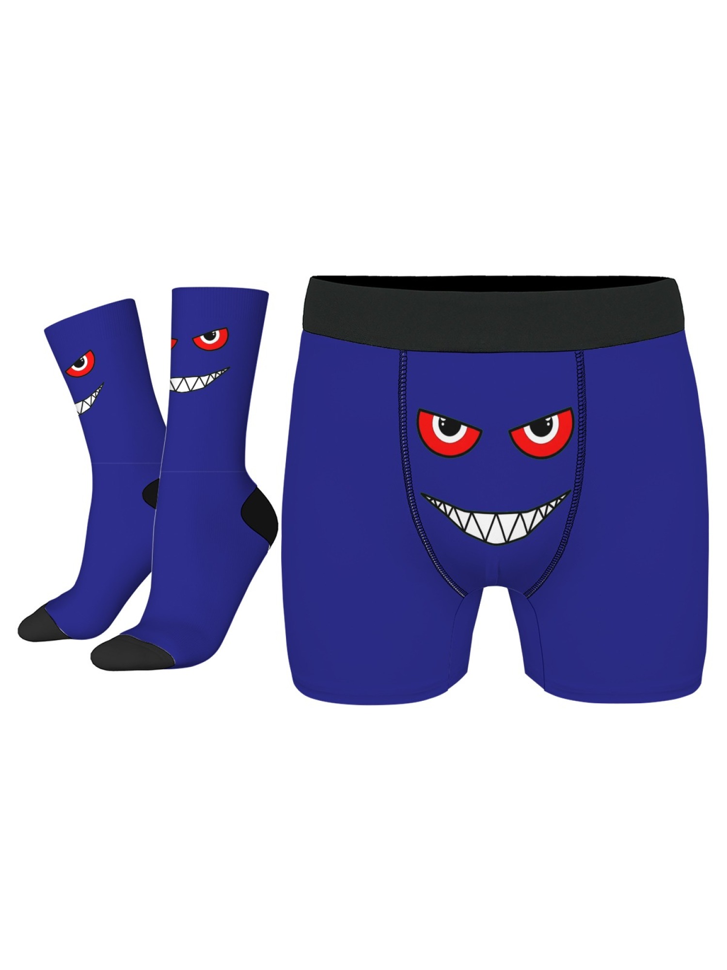 "The Little Monster" Men's Underwear & Socks Set | Funny Evil Smile Trunks Bundle