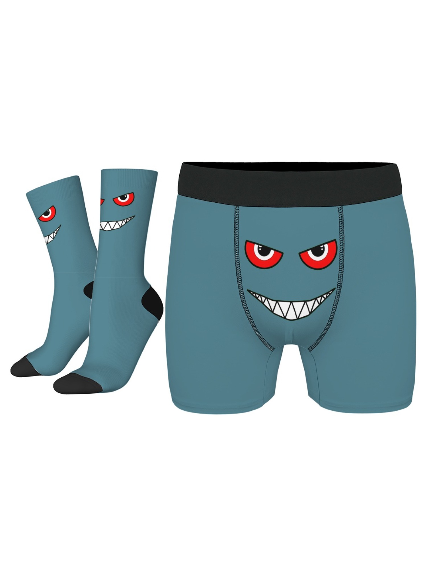 "The Little Monster" Men's Underwear & Socks Set | Funny Evil Smile Trunks Bundle