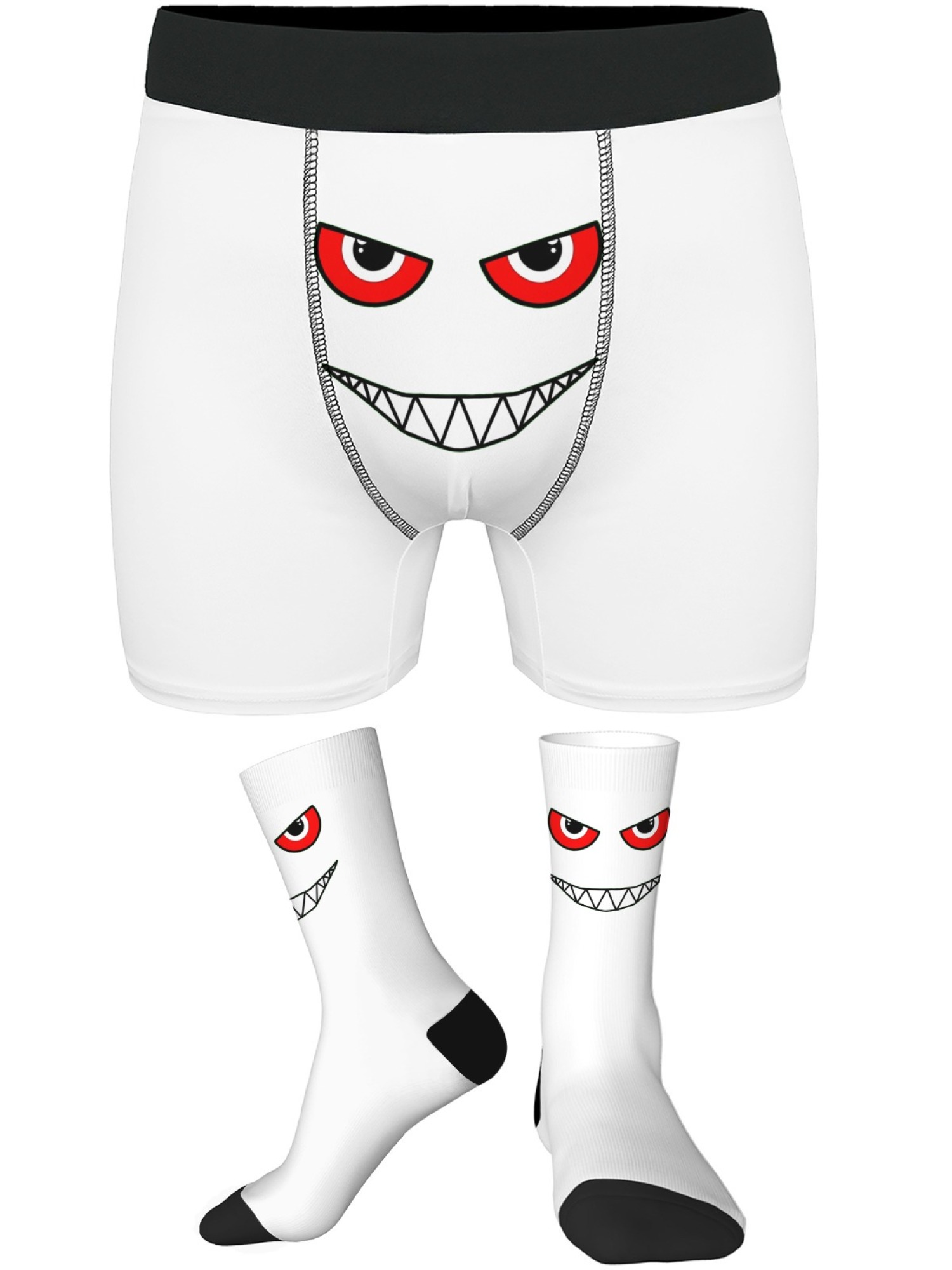 "The Little Monster" Men's Underwear & Socks Set | Funny Evil Smile Trunks Bundle