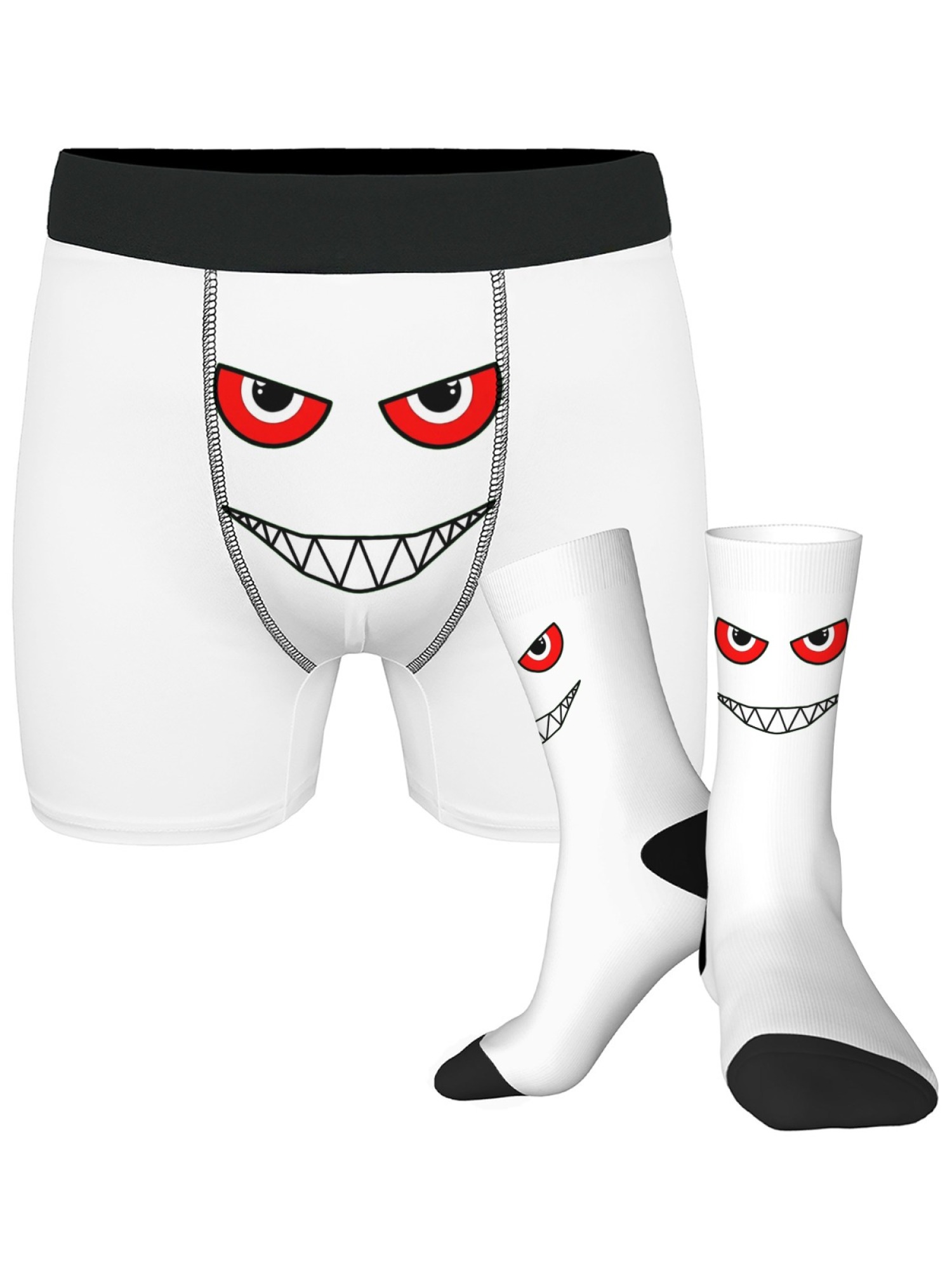 "The Little Monster" Men's Underwear & Socks Set | Funny Evil Smile Trunks Bundle