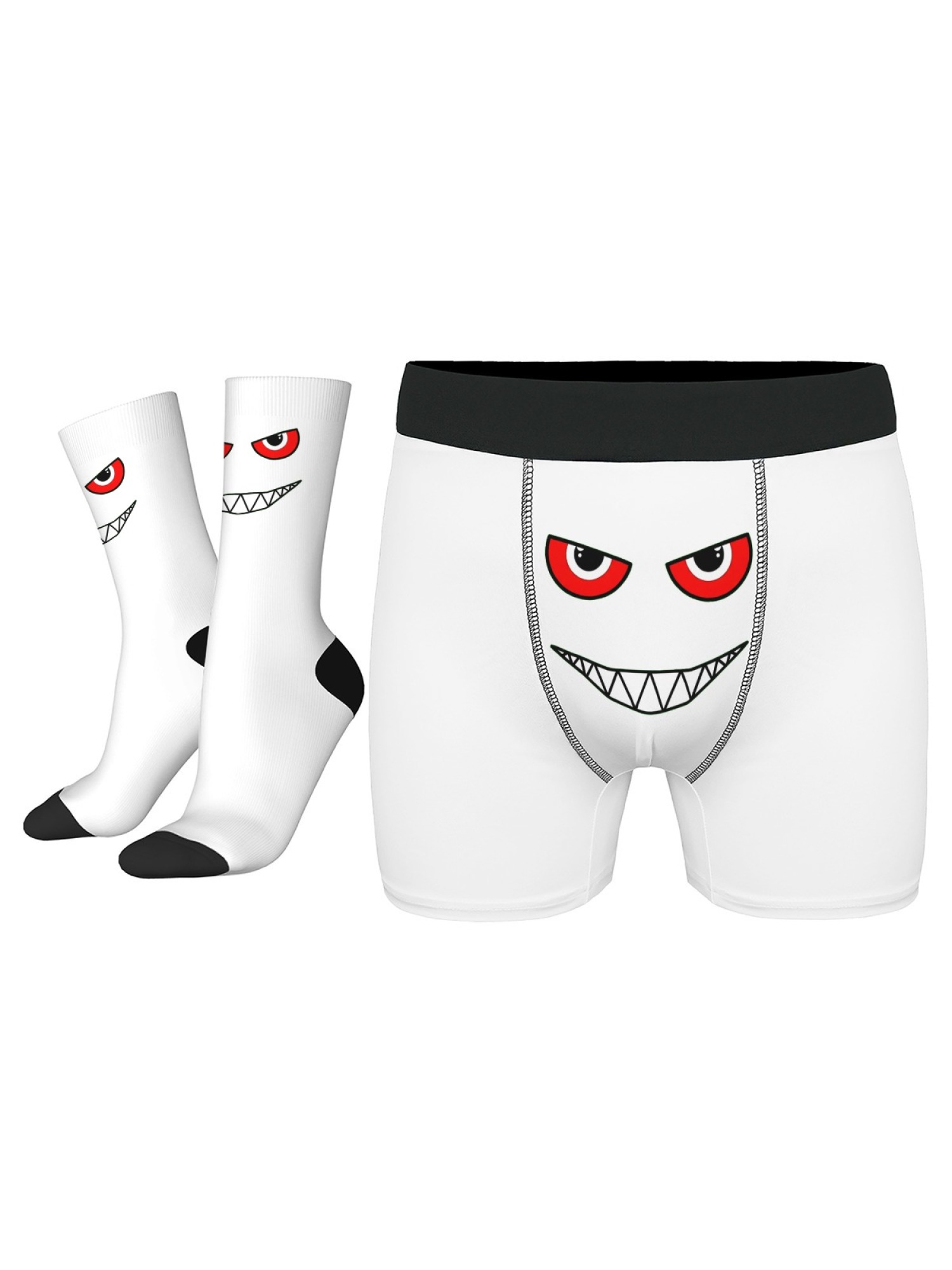 "The Little Monster" Men's Underwear & Socks Set | Funny Evil Smile Trunks Bundle