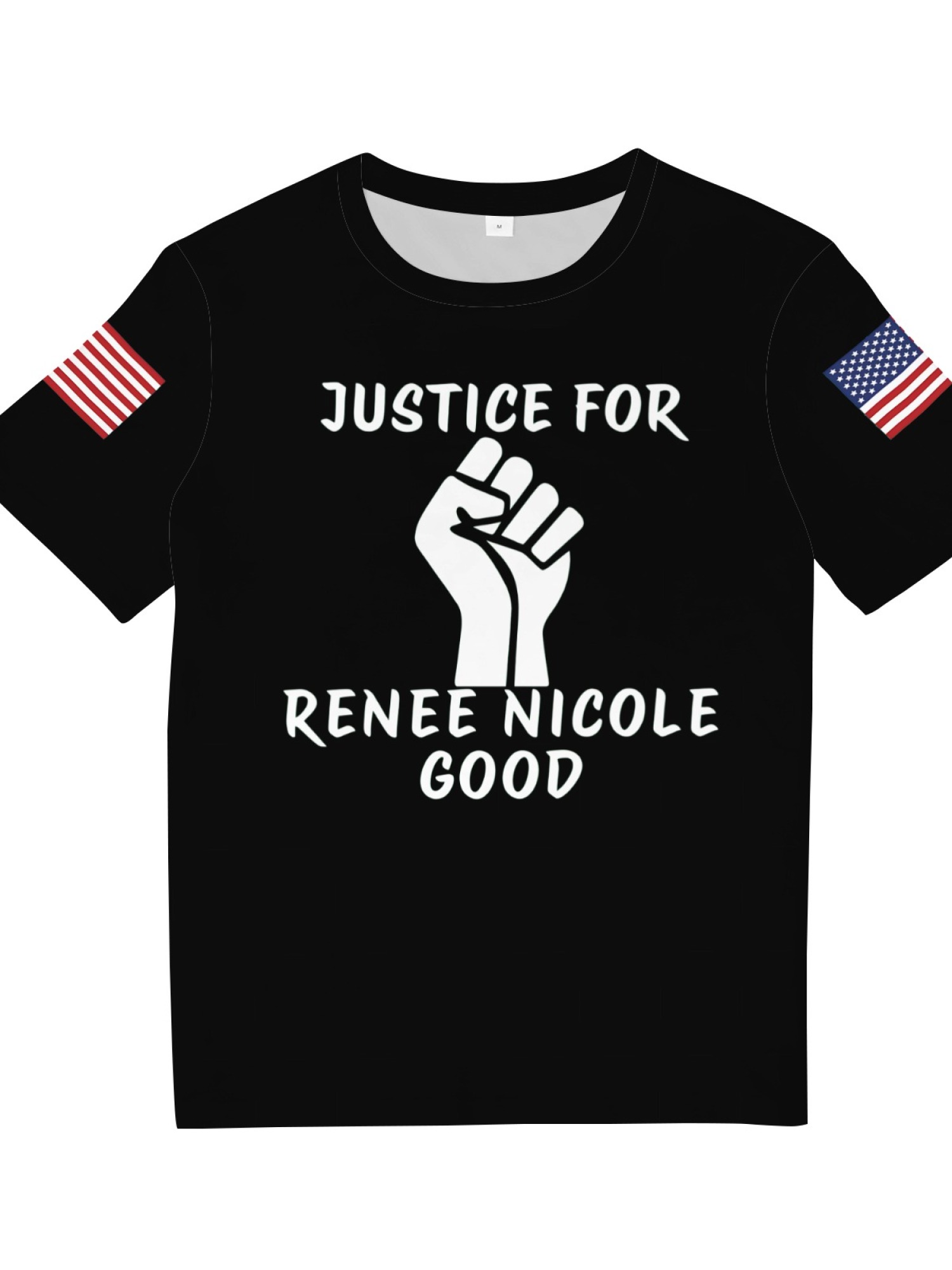 "Justice For Renee Nicole Good" Memorial T-Shirt | American Flag Sleeve Tee