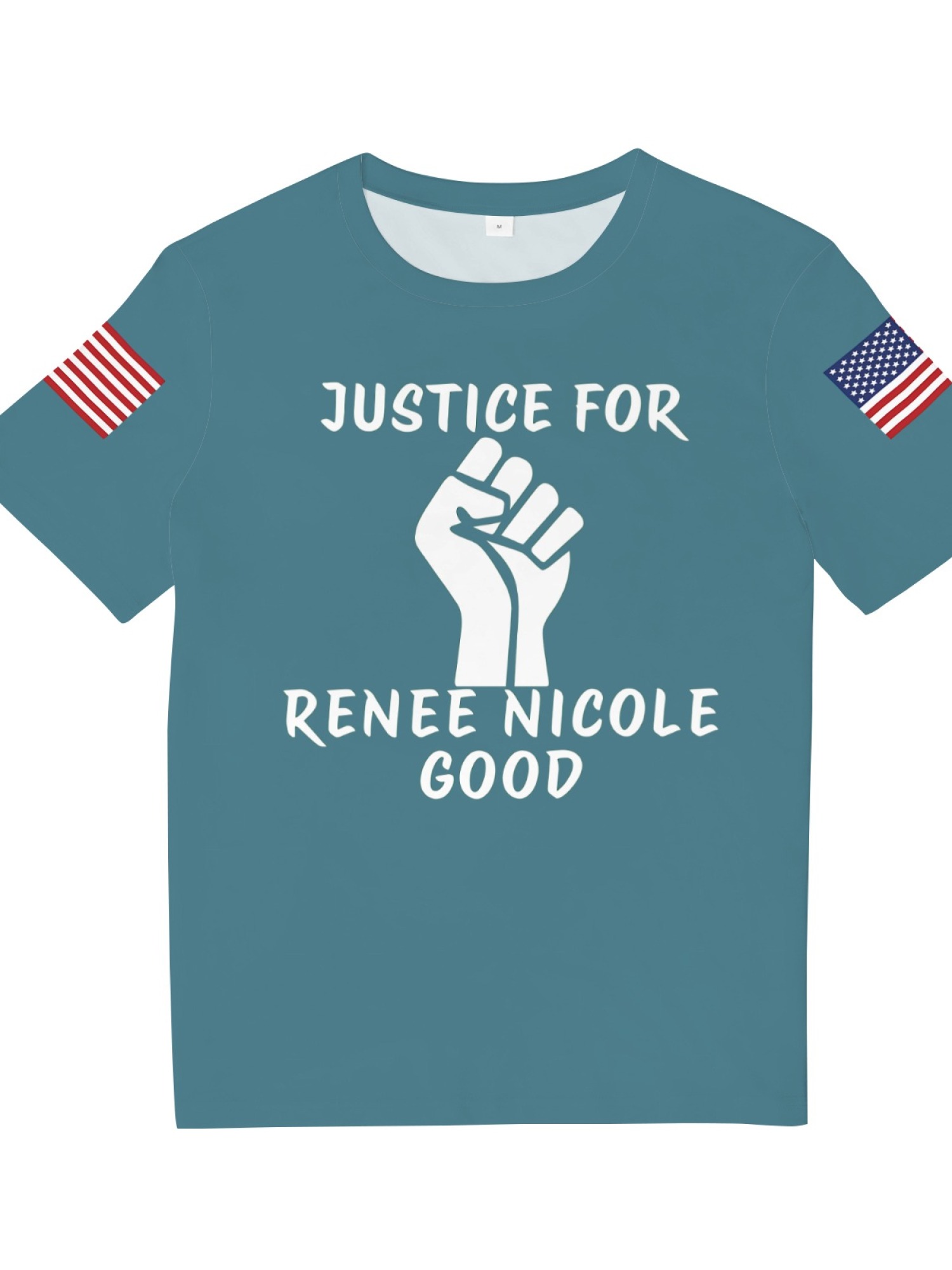 "Justice For Renee Nicole Good" Memorial T-Shirt | American Flag Sleeve Tee
