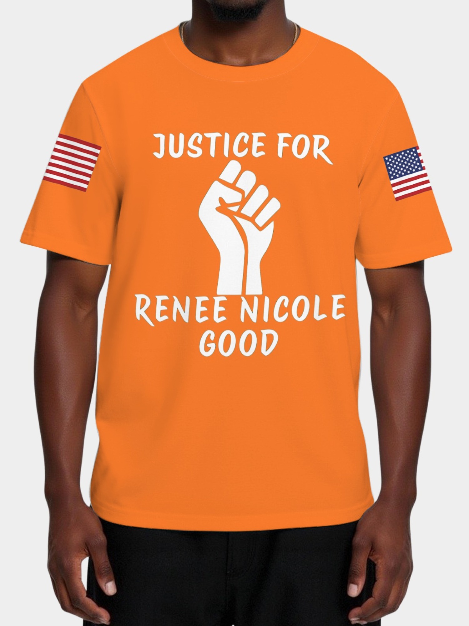"Justice For Renee Nicole Good" Memorial T-Shirt | American Flag Sleeve Tee