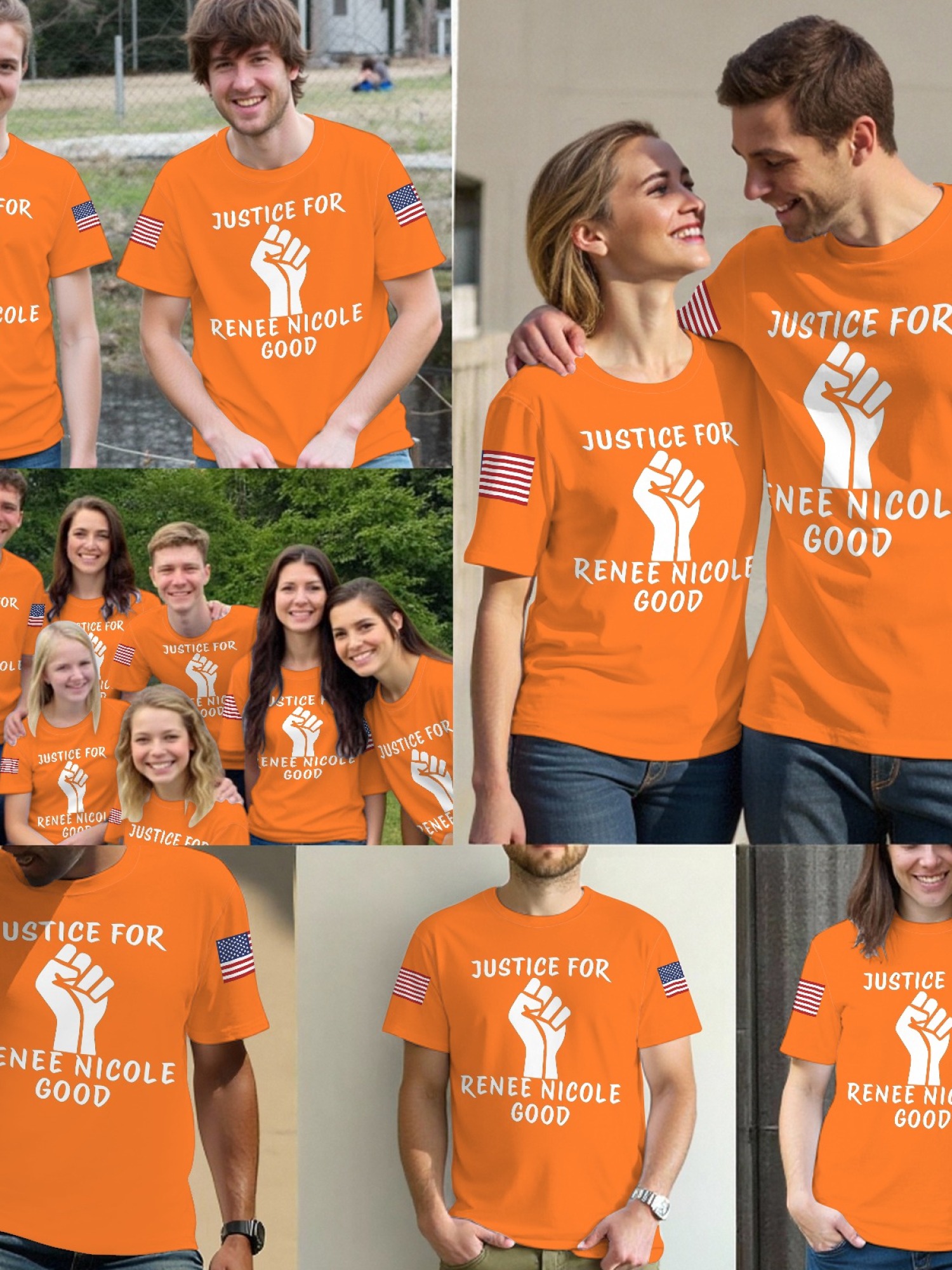 "Justice For Renee Nicole Good" Memorial T-Shirt | American Flag Sleeve Tee