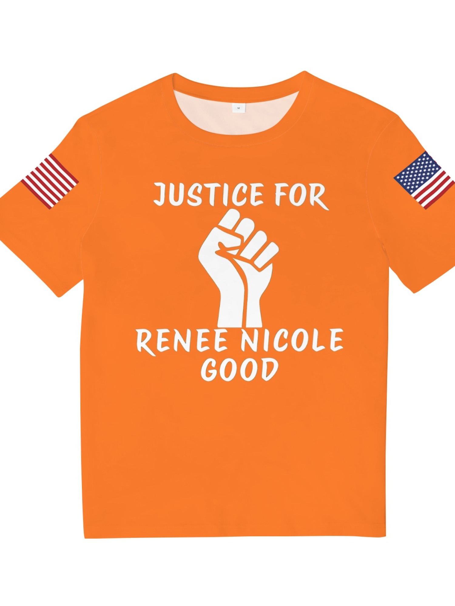 "Justice For Renee Nicole Good" Memorial T-Shirt | American Flag Sleeve Tee