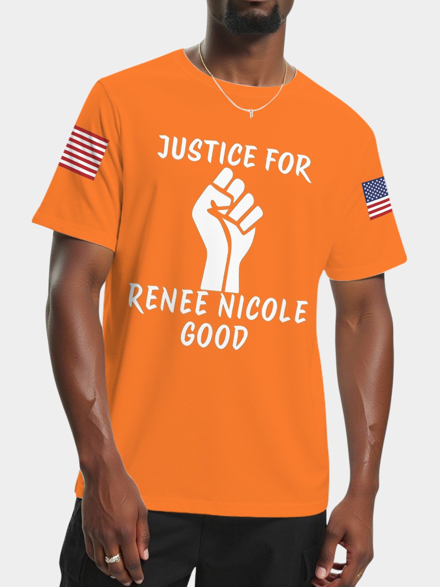 "Justice For Renee Nicole Good" Memorial T-Shirt | American Flag Sleeve Tee