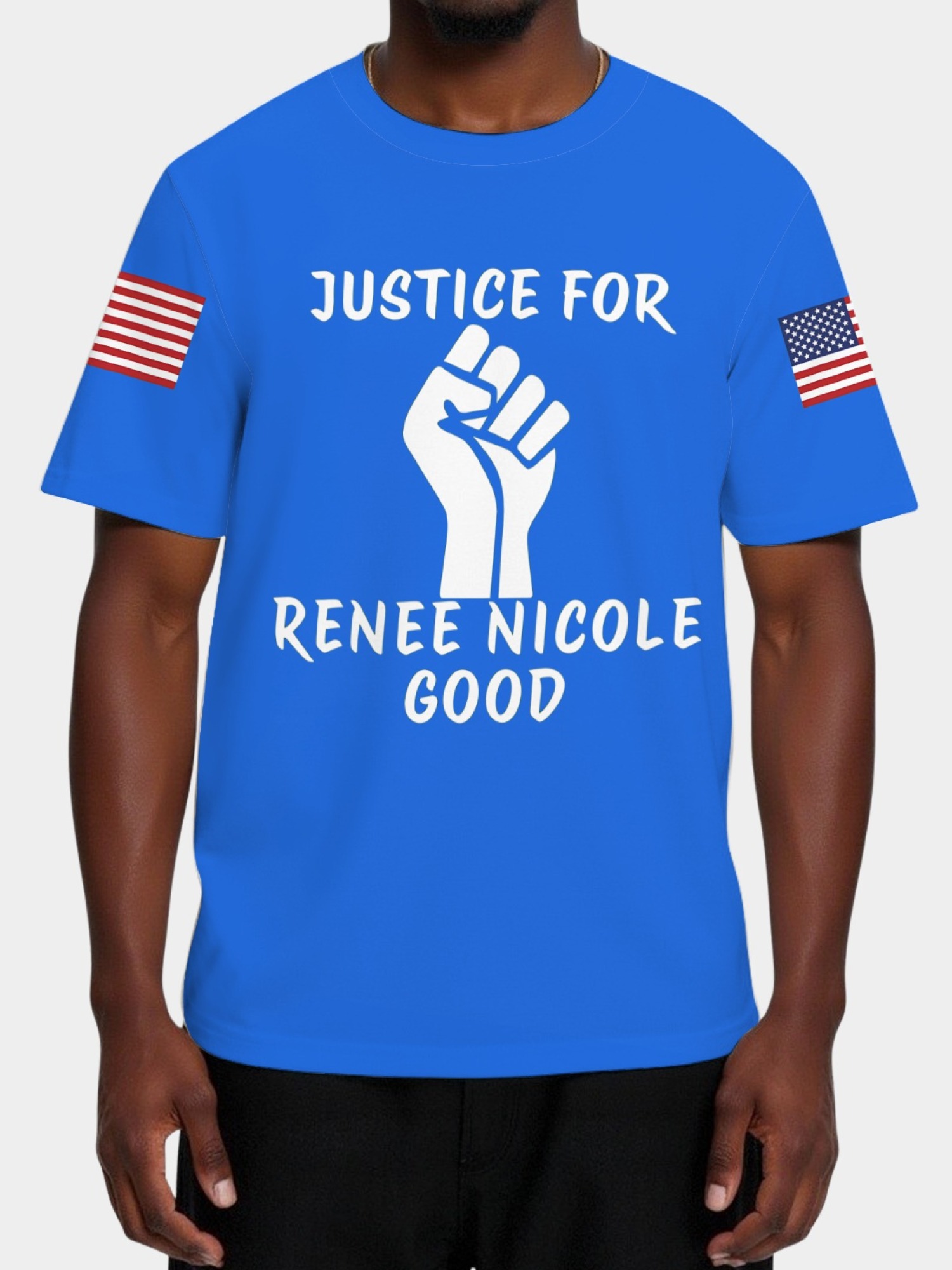 "Justice For Renee Nicole Good" Memorial T-Shirt | American Flag Sleeve Tee
