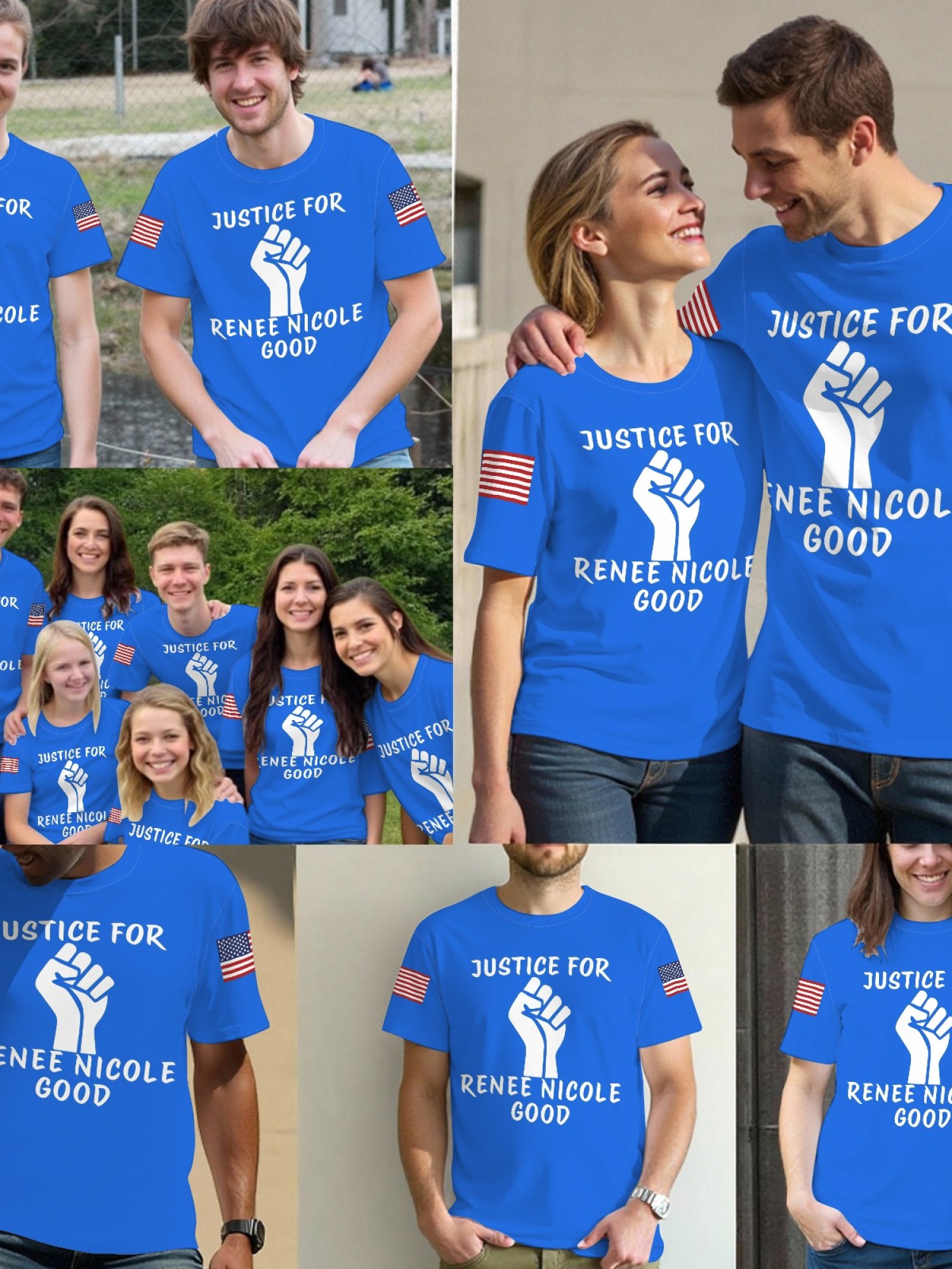 "Justice For Renee Nicole Good" Memorial T-Shirt | American Flag Sleeve Tee