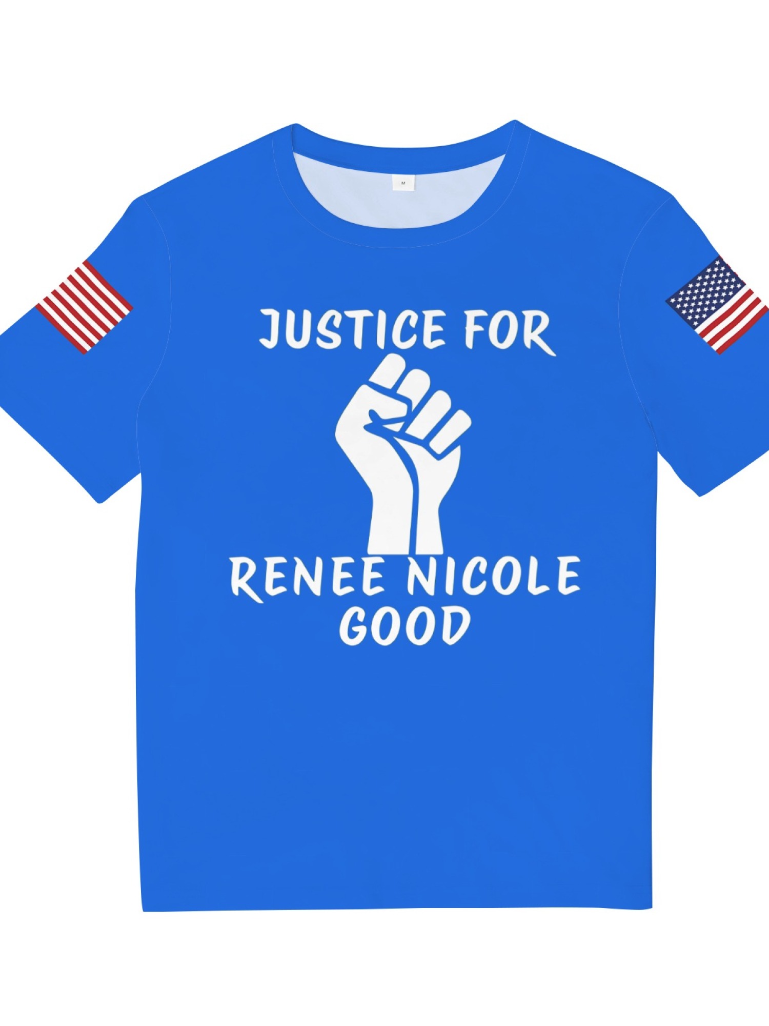 "Justice For Renee Nicole Good" Memorial T-Shirt | American Flag Sleeve Tee