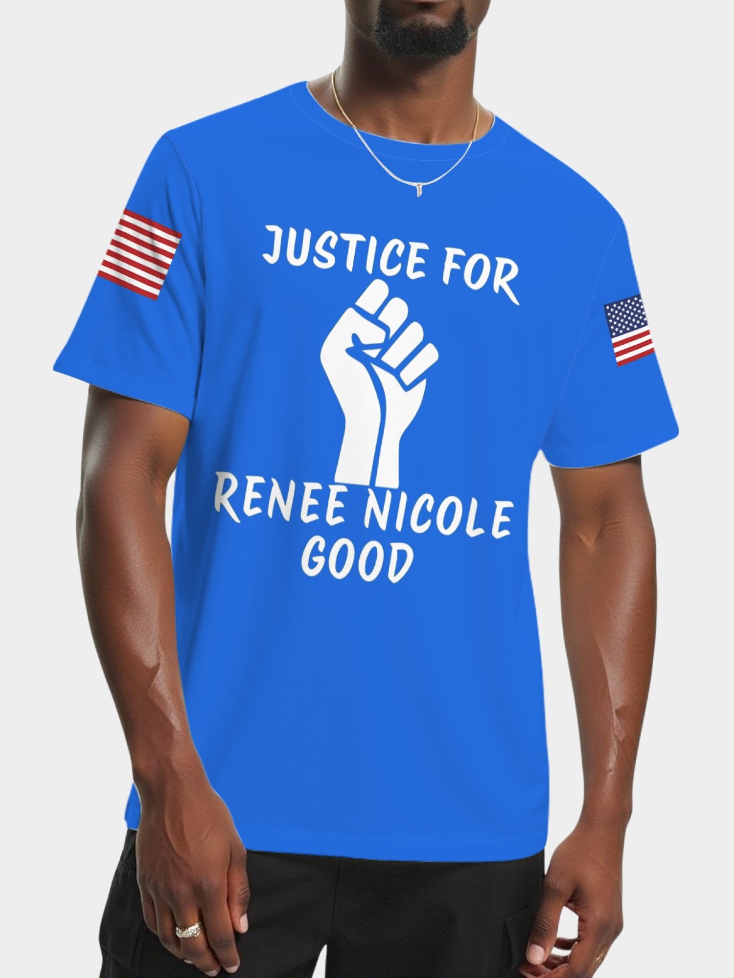 "Justice For Renee Nicole Good" Memorial T-Shirt | American Flag Sleeve Tee