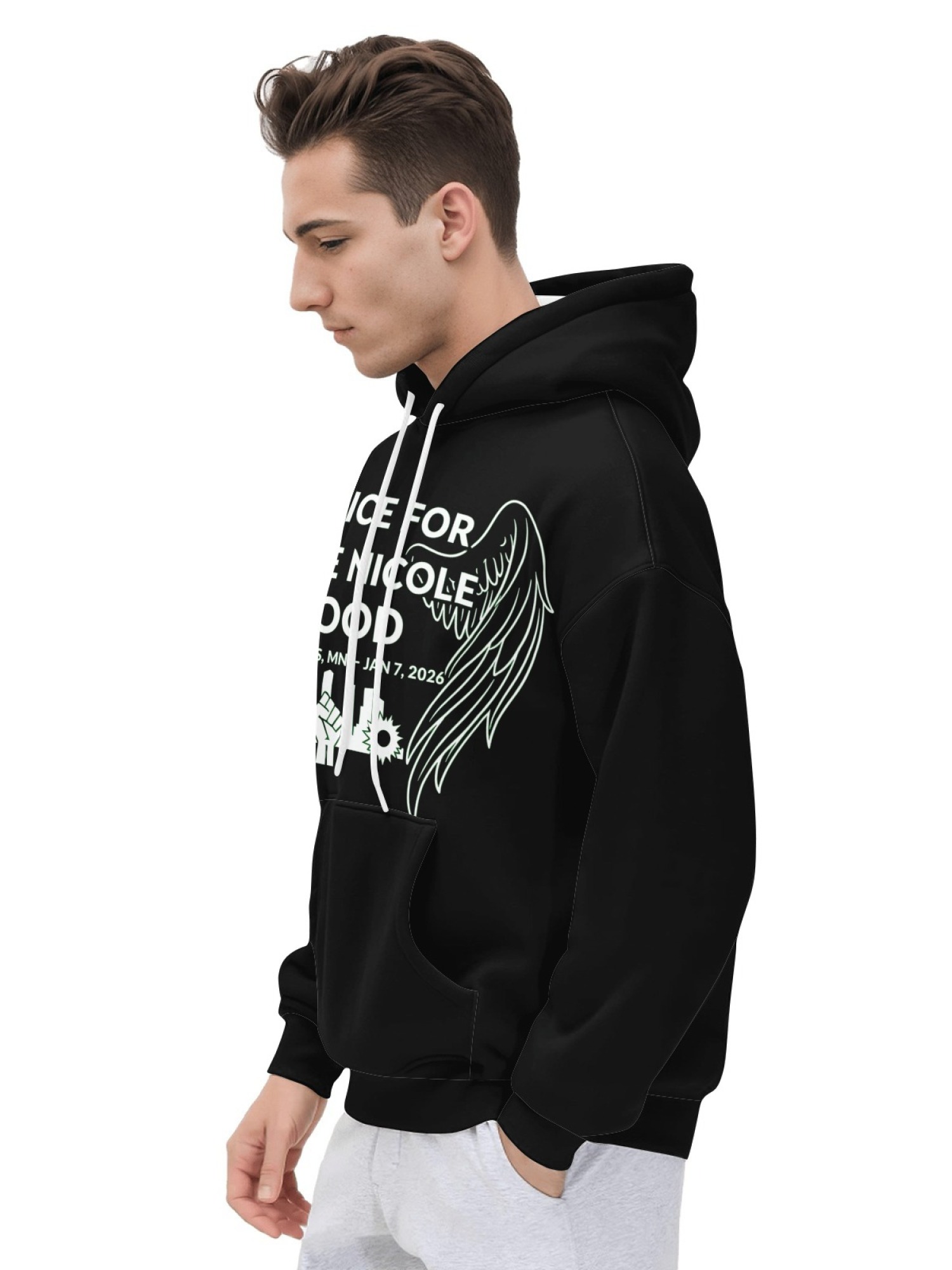 "Justice For Renee Nicole Good" Memorial Unisex Hoodie | Minneapolis Angel Wings Pullover