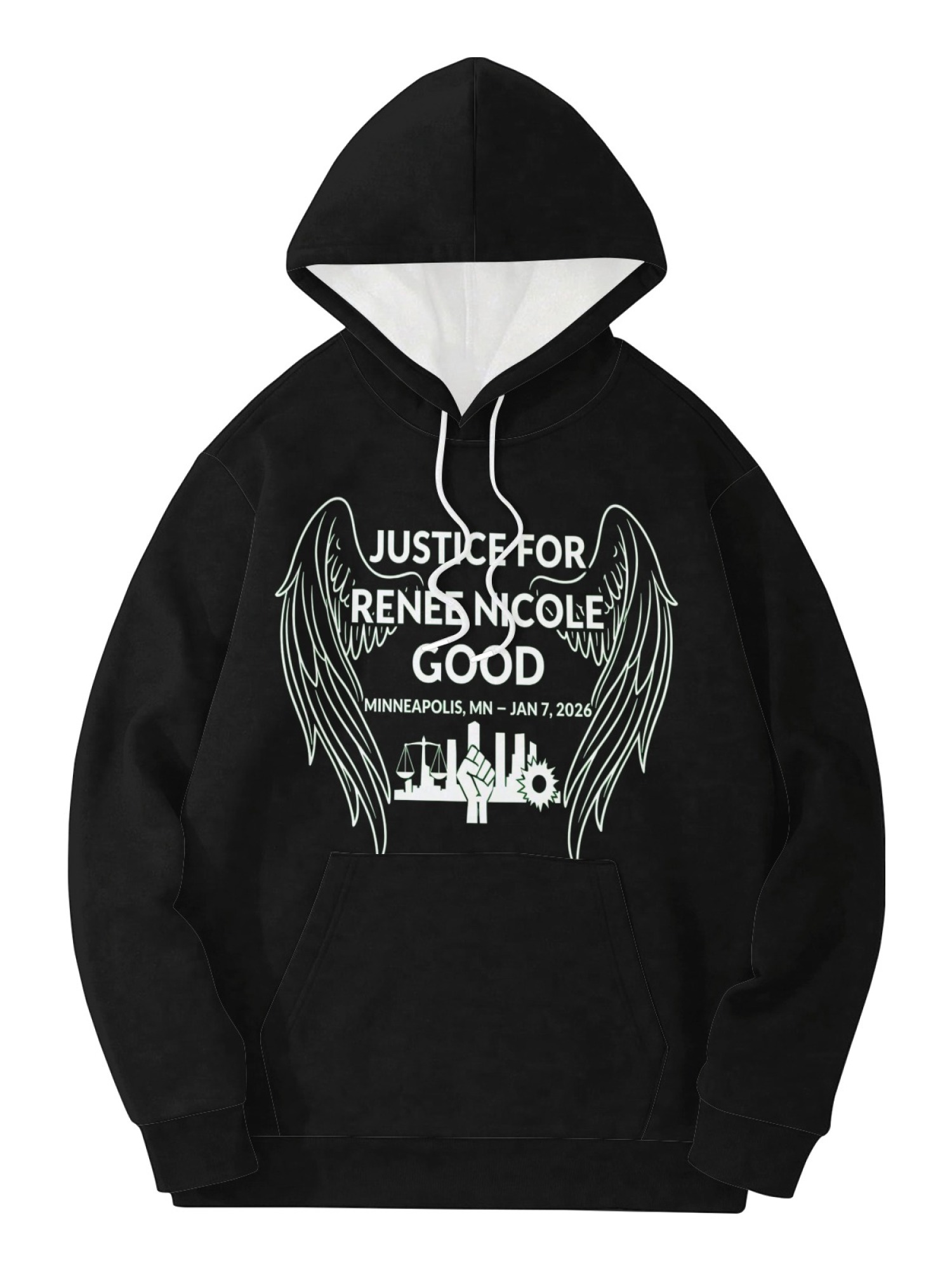 "Justice For Renee Nicole Good" Memorial Unisex Hoodie | Minneapolis Angel Wings Pullover