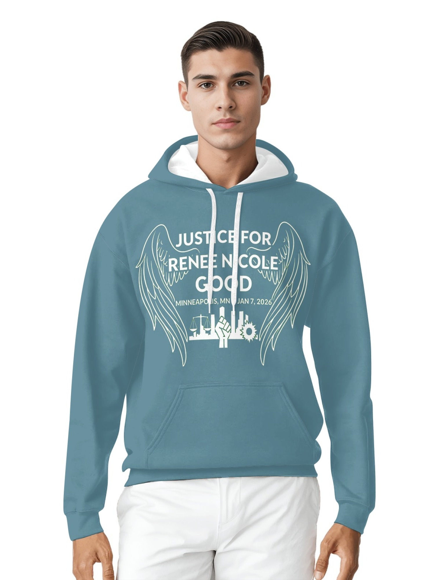 "Justice For Renee Nicole Good" Memorial Unisex Hoodie | Minneapolis Angel Wings Pullover