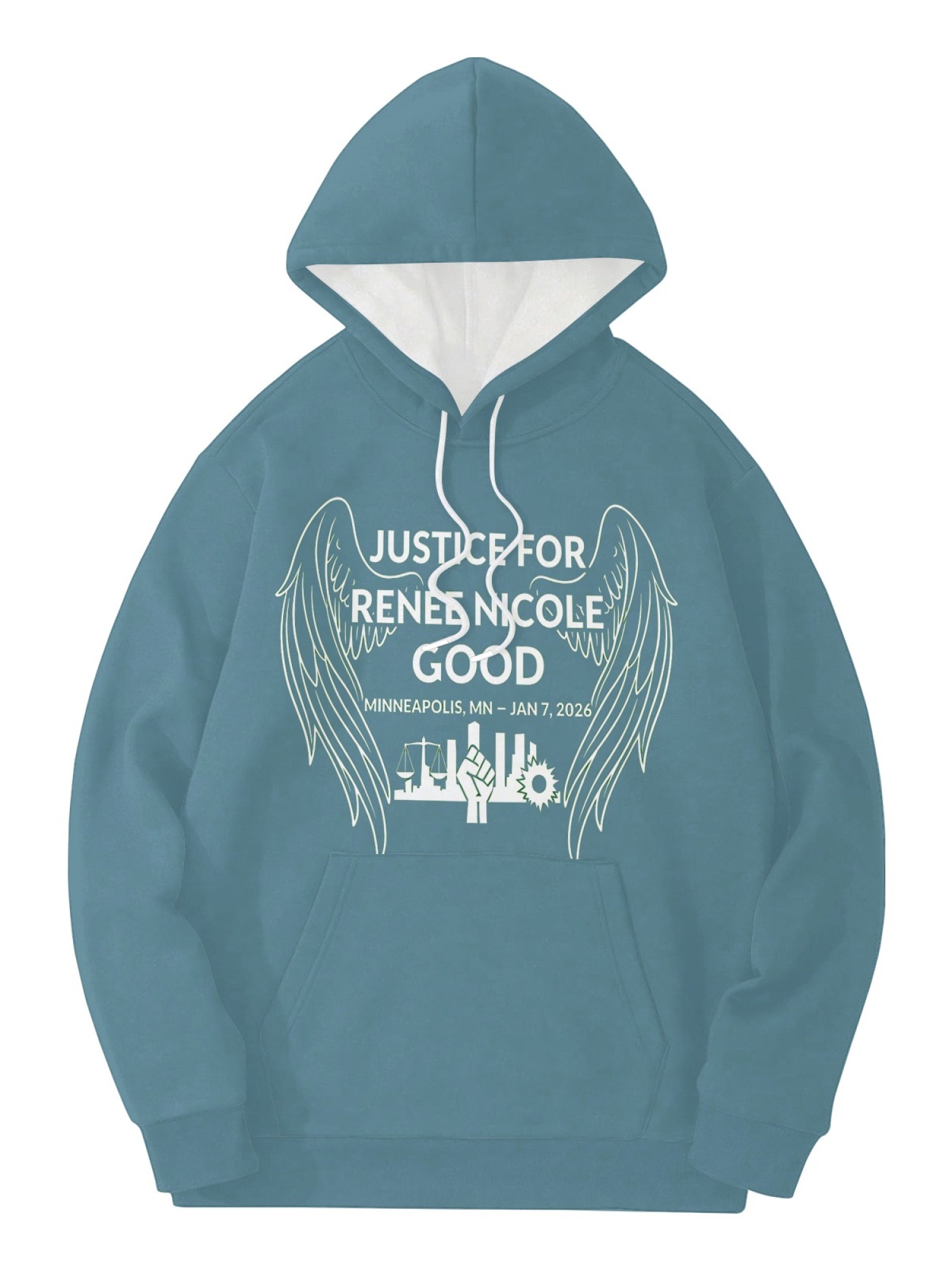 "Justice For Renee Nicole Good" Memorial Unisex Hoodie | Minneapolis Angel Wings Pullover