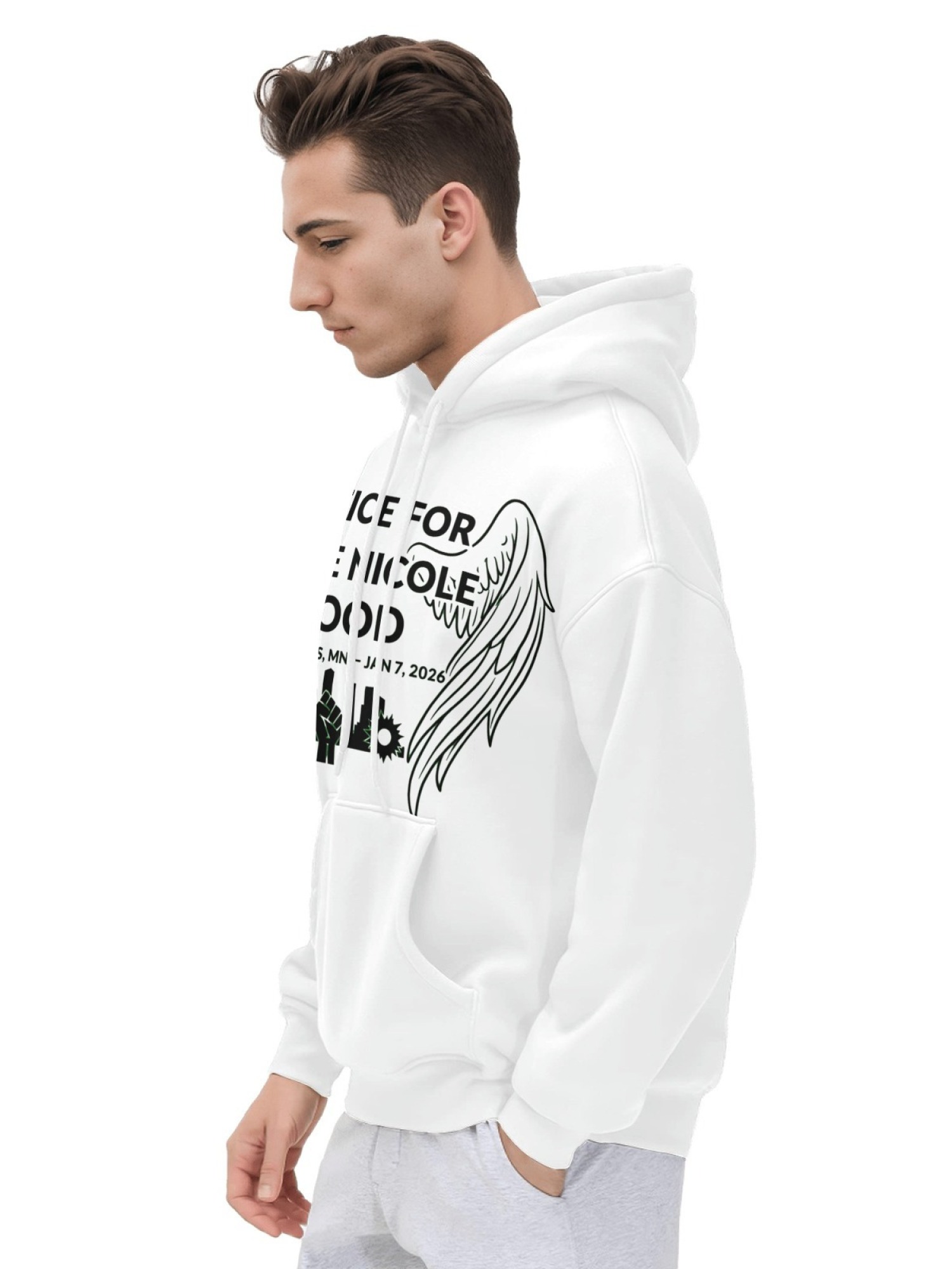 "Justice For Renee Nicole Good" Memorial Unisex Hoodie | Minneapolis Angel Wings Pullover