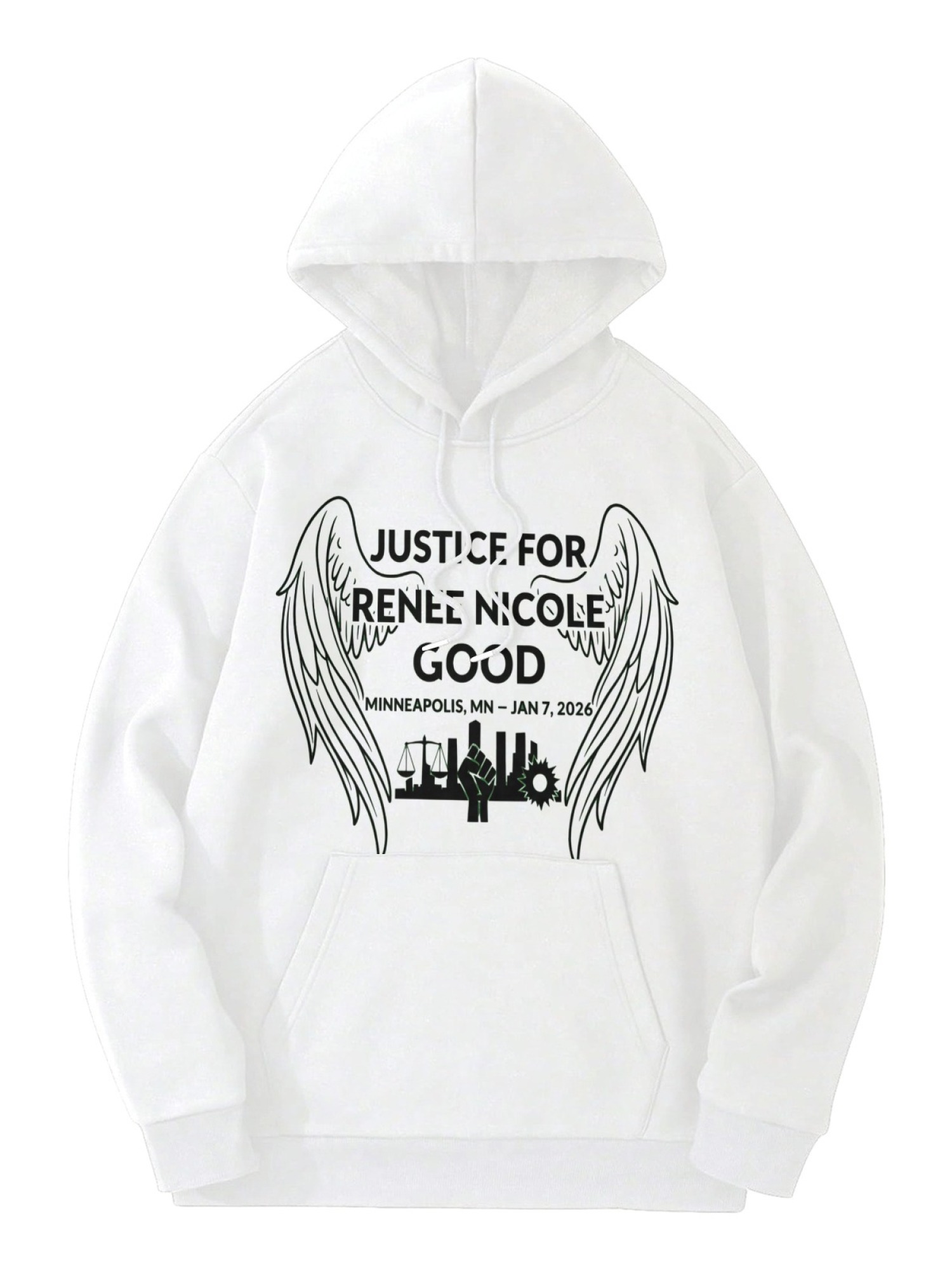 "Justice For Renee Nicole Good" Memorial Unisex Hoodie | Minneapolis Angel Wings Pullover