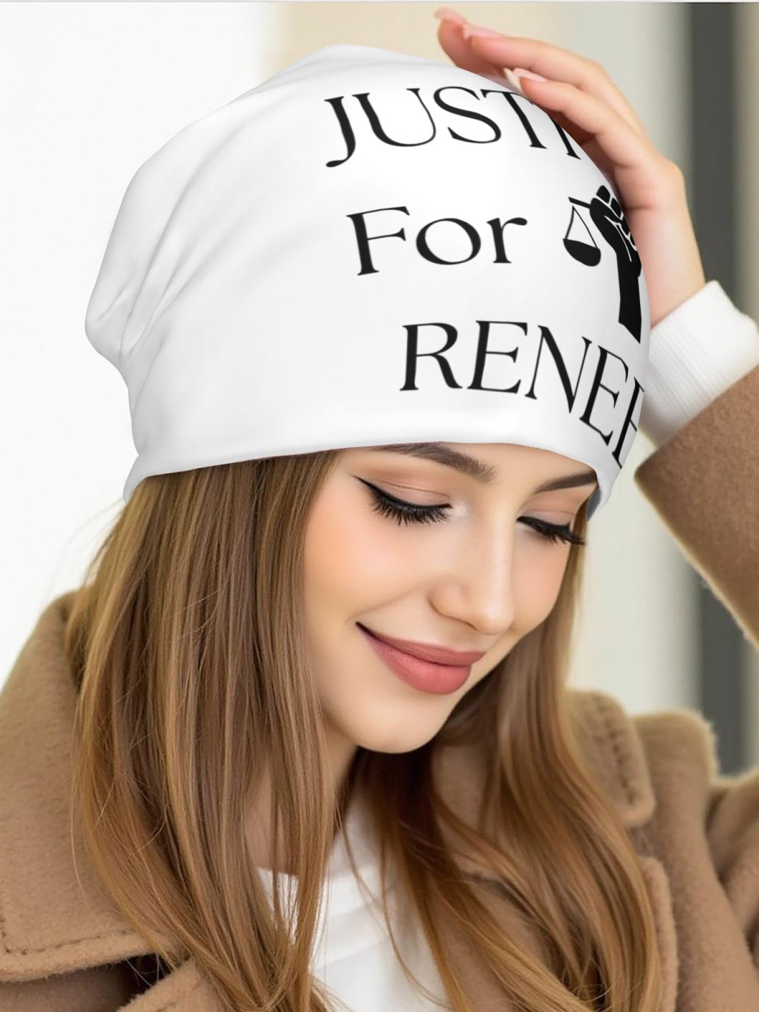 "Justice For Renee" Statement Beanie | Unisex Slouchy Knit Hat for Awareness & Support