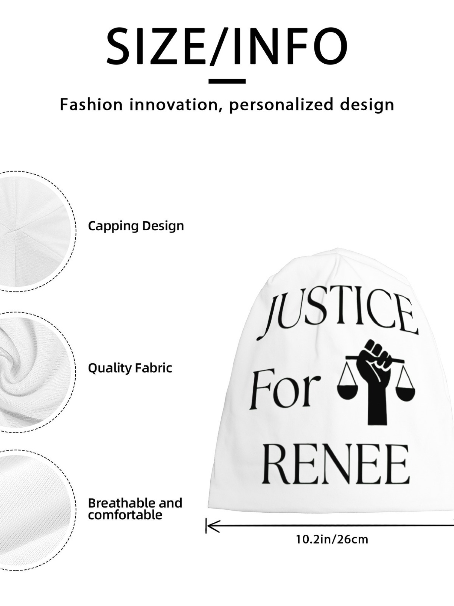"Justice For Renee" Statement Beanie | Unisex Slouchy Knit Hat for Awareness & Support