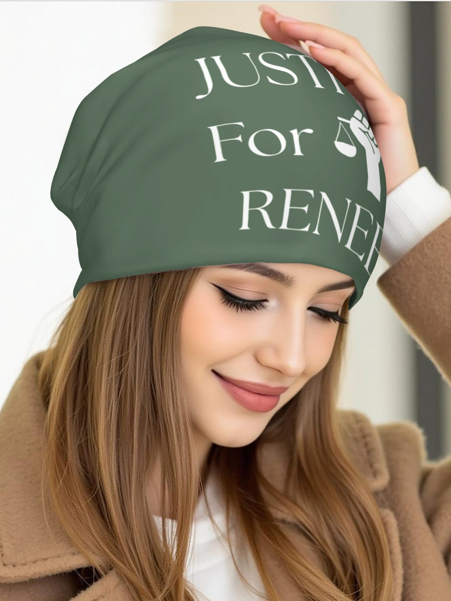 "Justice For Renee" Statement Beanie | Unisex Slouchy Knit Hat for Awareness & Support