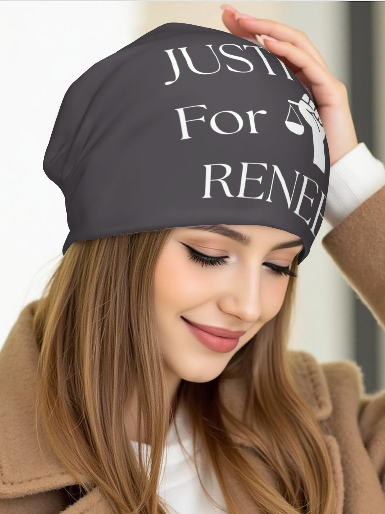 "Justice For Renee" Statement Beanie | Unisex Slouchy Knit Hat for Awareness & Support