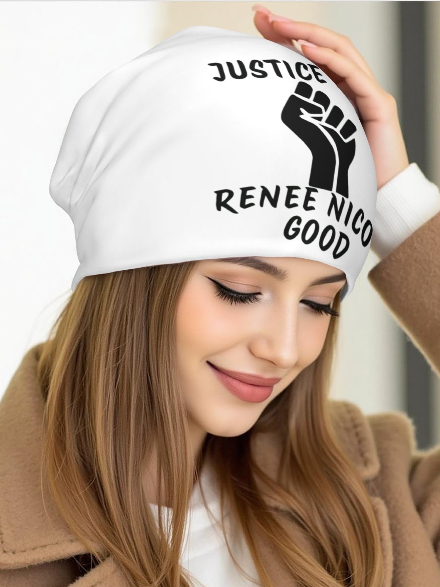"Justice For Renee Nicole Good" Awareness Beanie | Unisex Slouchy Knit Hat