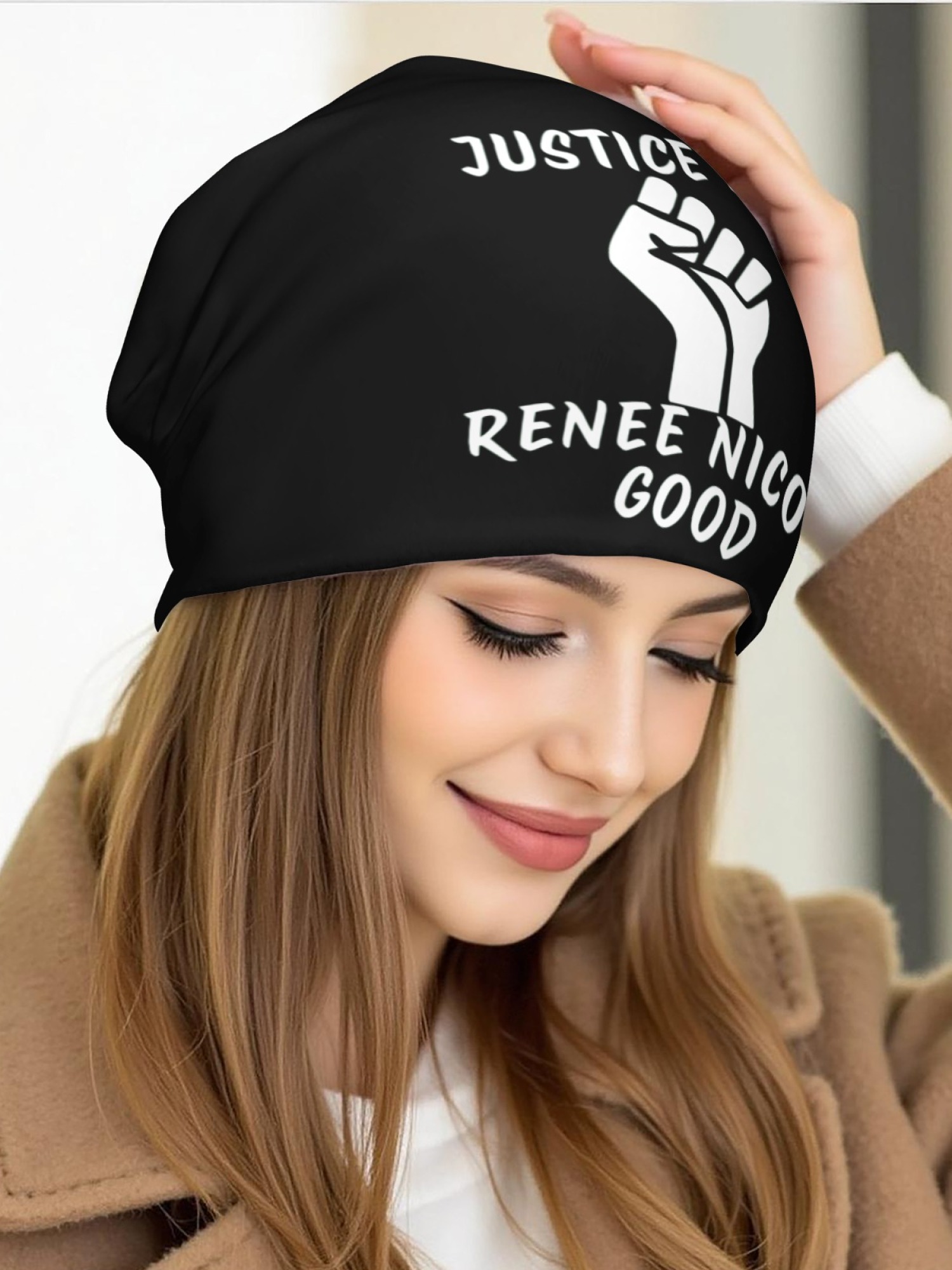 "Justice For Renee Nicole Good" Awareness Beanie | Unisex Slouchy Knit Hat