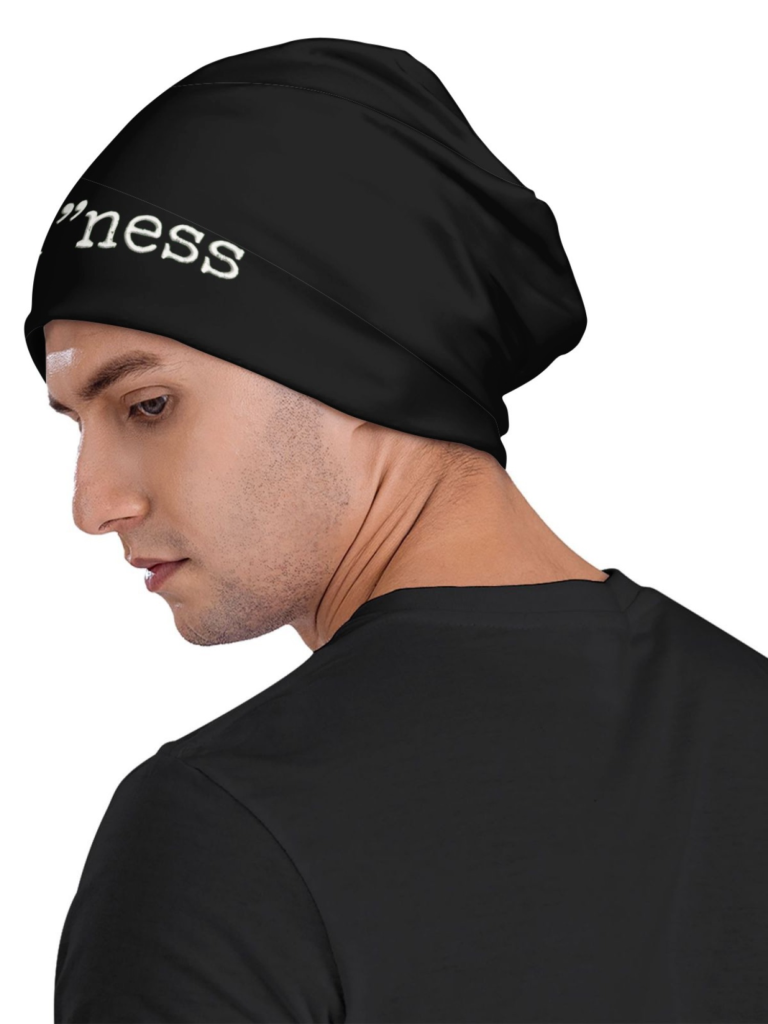 "good"ness Statement Beanie | Minimalist Slouchy Knit Hat (Black & White)