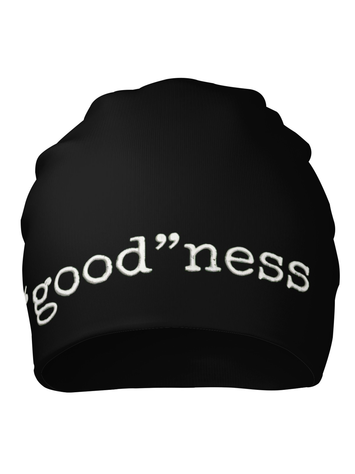 "good"ness Statement Beanie | Minimalist Slouchy Knit Hat (Black & White)