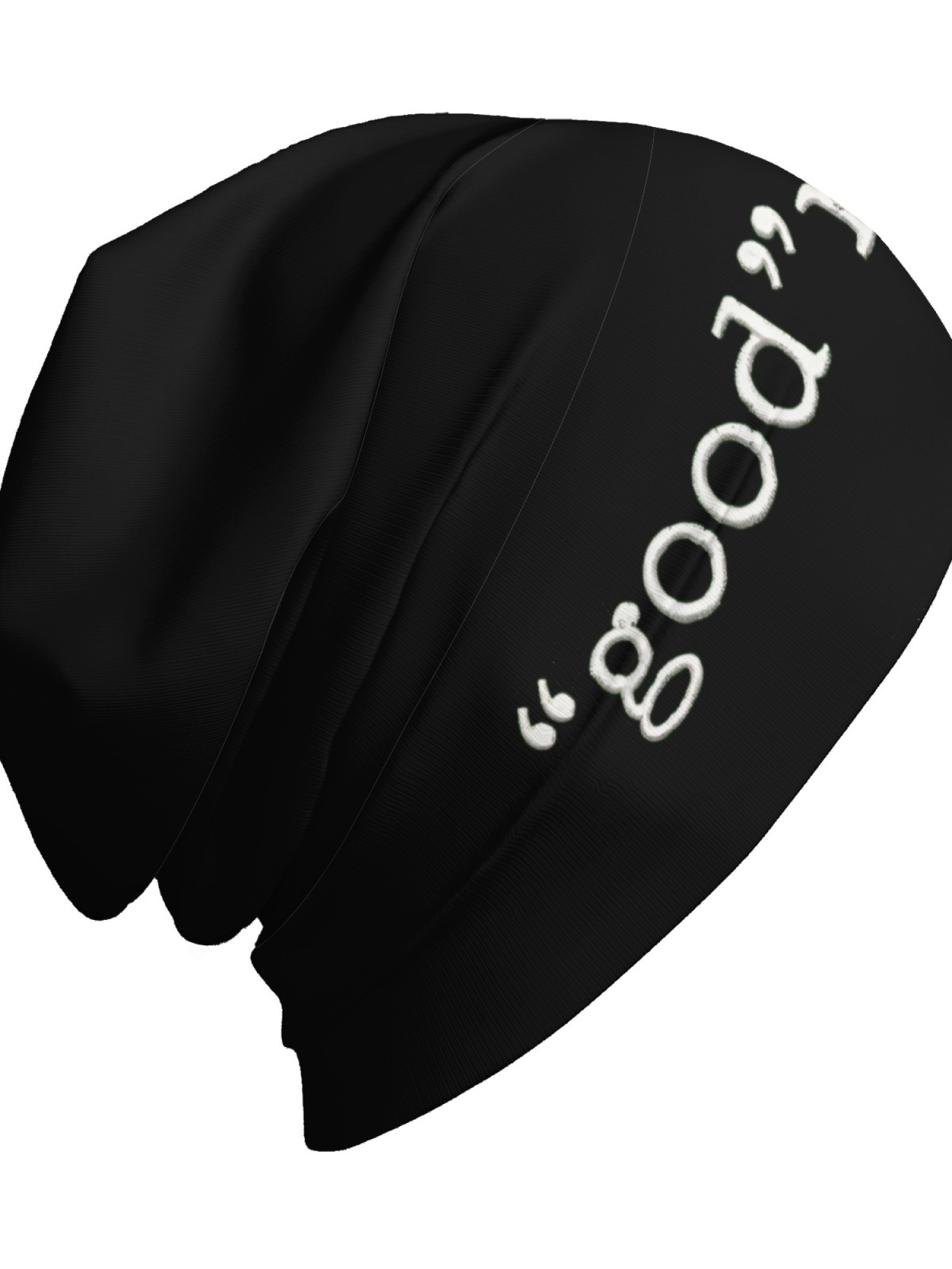 "good"ness Statement Beanie | Minimalist Slouchy Knit Hat (Black & White)
