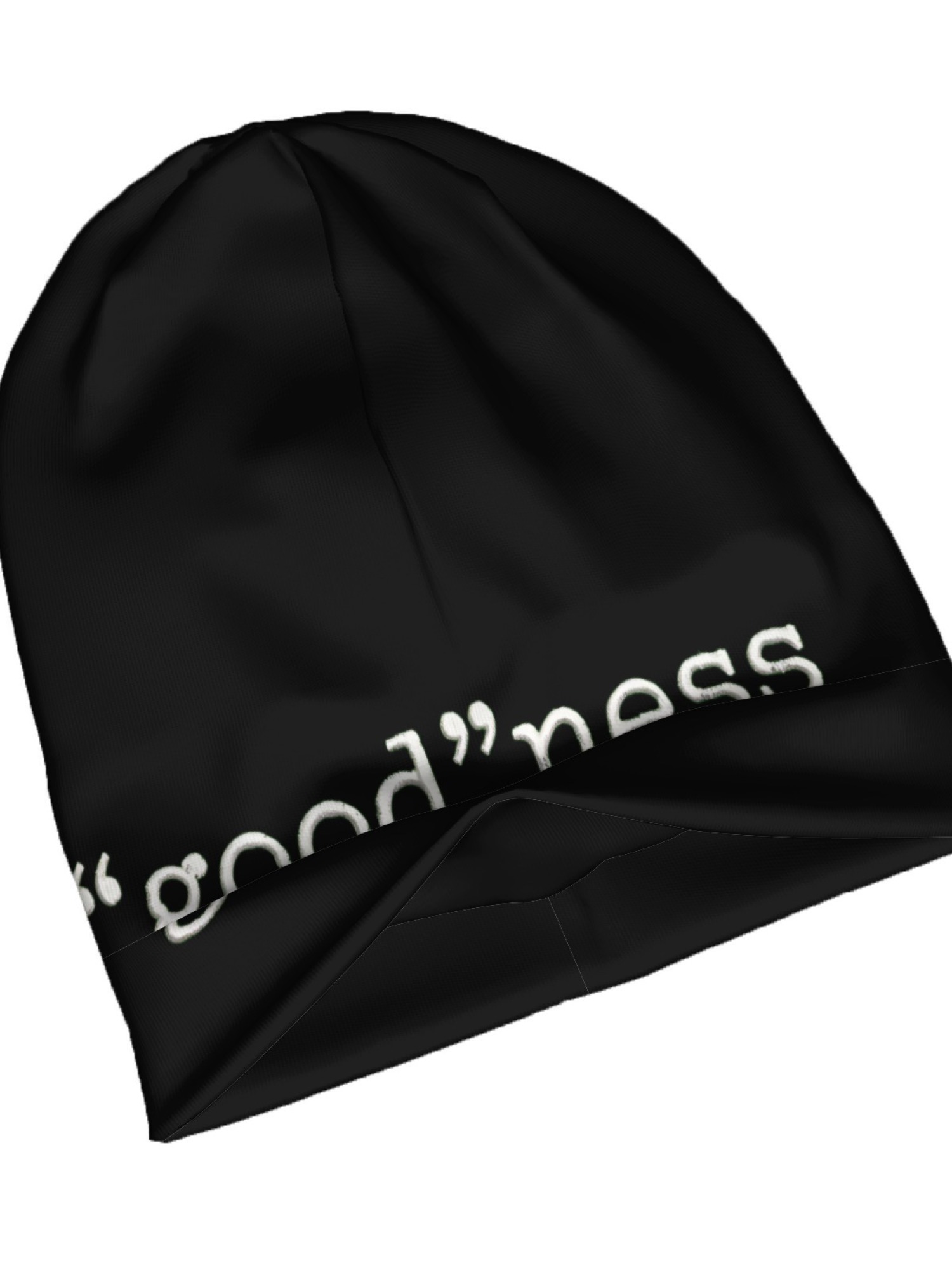 "good"ness Statement Beanie | Minimalist Slouchy Knit Hat (Black & White)