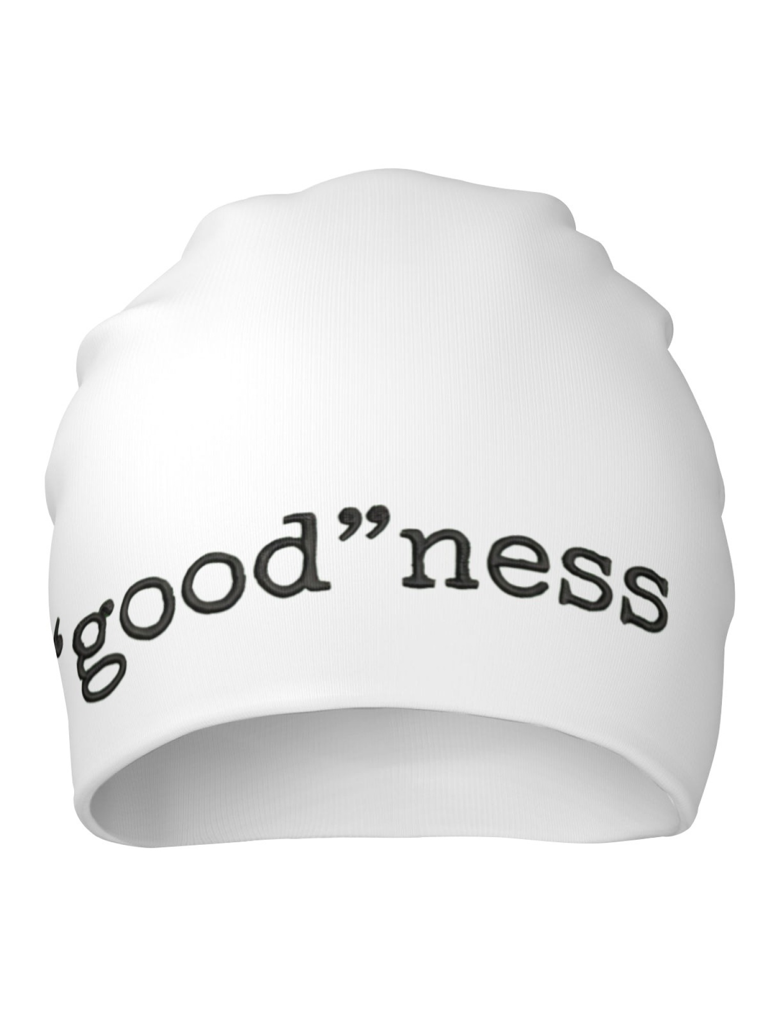 "good"ness Statement Beanie | Minimalist Slouchy Knit Hat (Black & White)