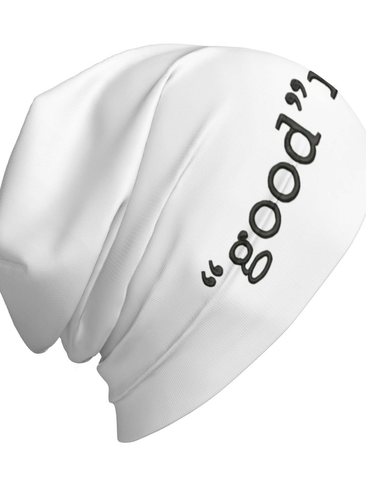 "good"ness Statement Beanie | Minimalist Slouchy Knit Hat (Black & White)